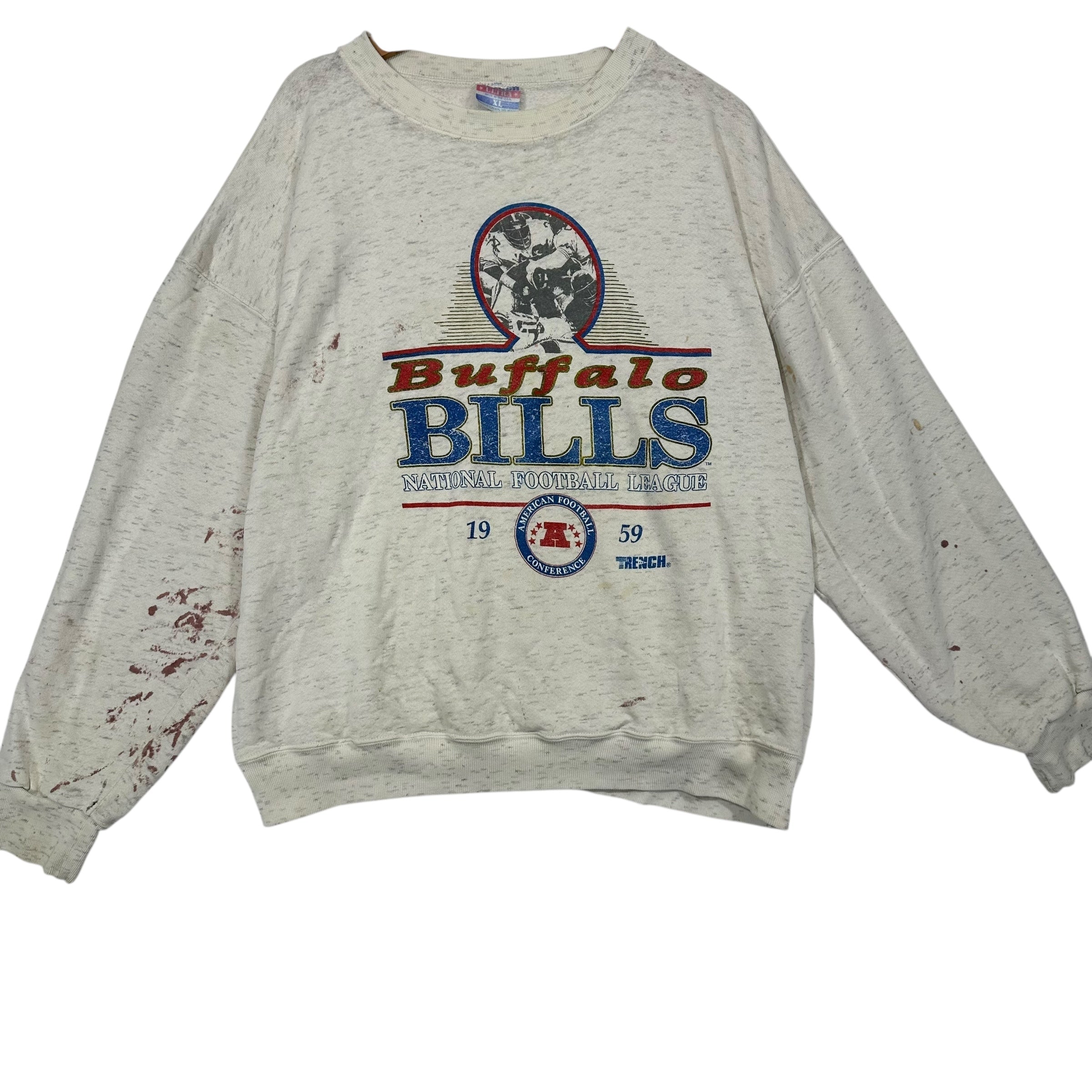 Vintage Buffalo Bills Paint Thrashed Crewneck Sweatshirt XL