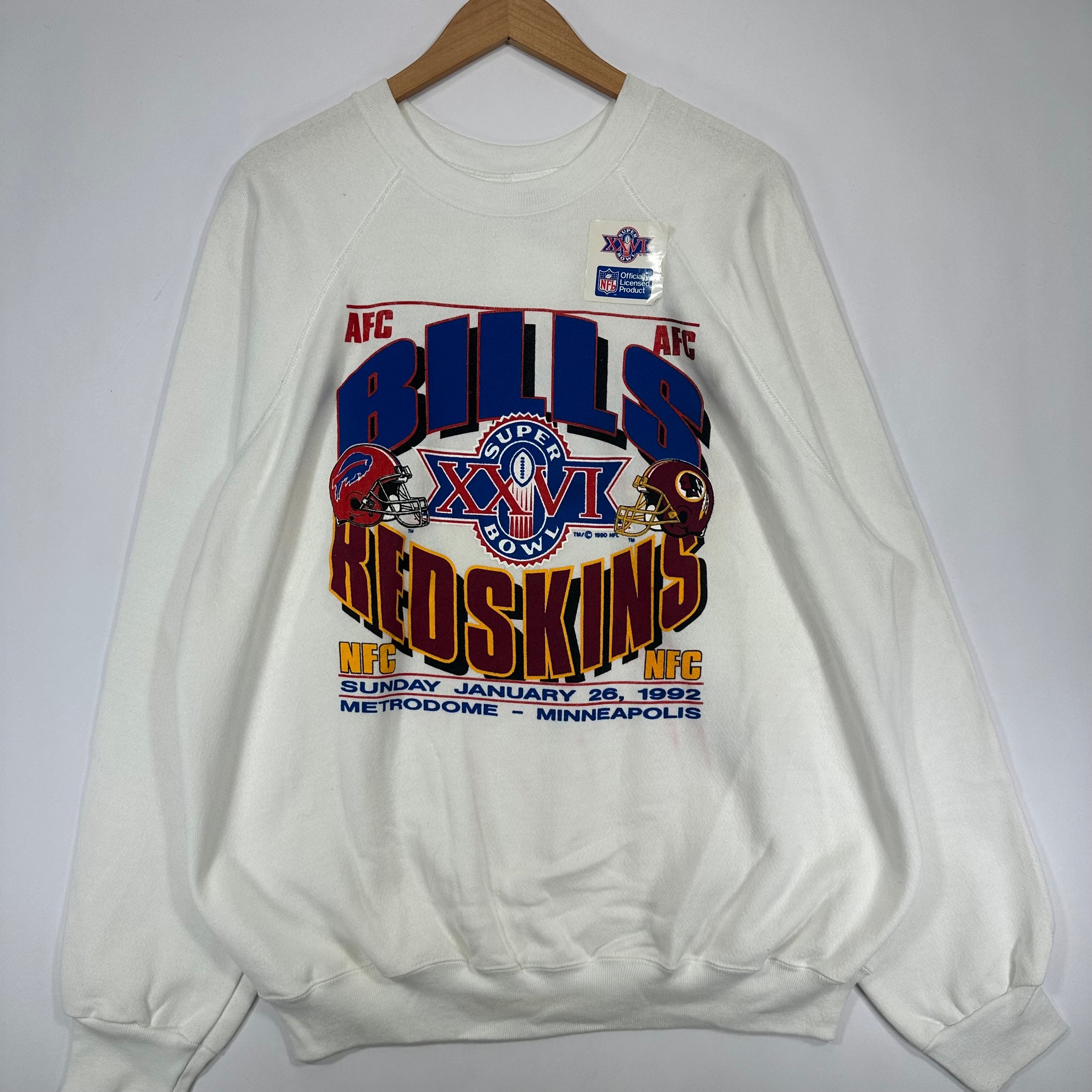 Vintage Buffalo Bills Washington Redskins 1992 Super Bowl Crewneck Sweatshirt XL