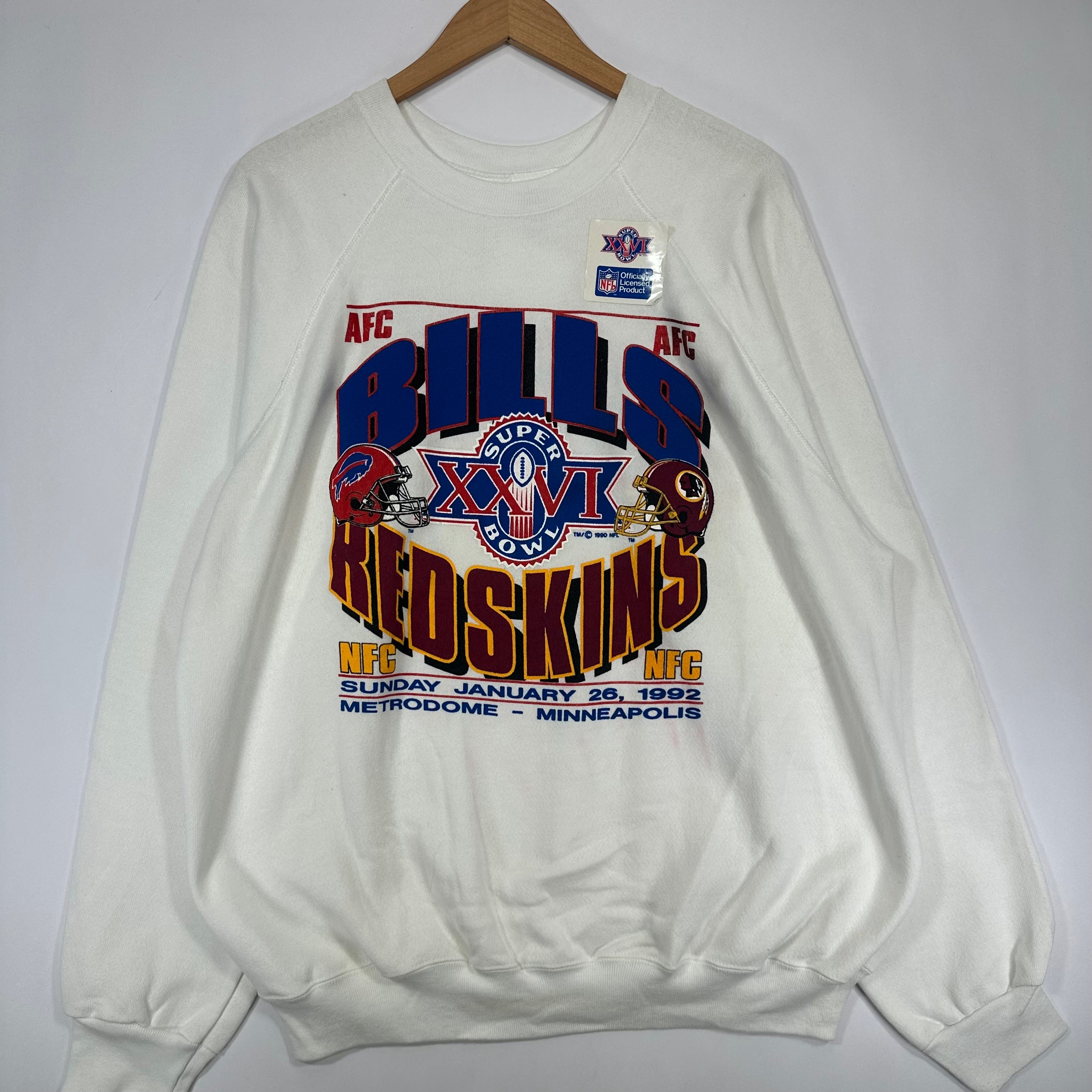 Vintage Buffalo Bills Washington Redskins 1992 Super Bowl Crewneck Sweatshirt XL