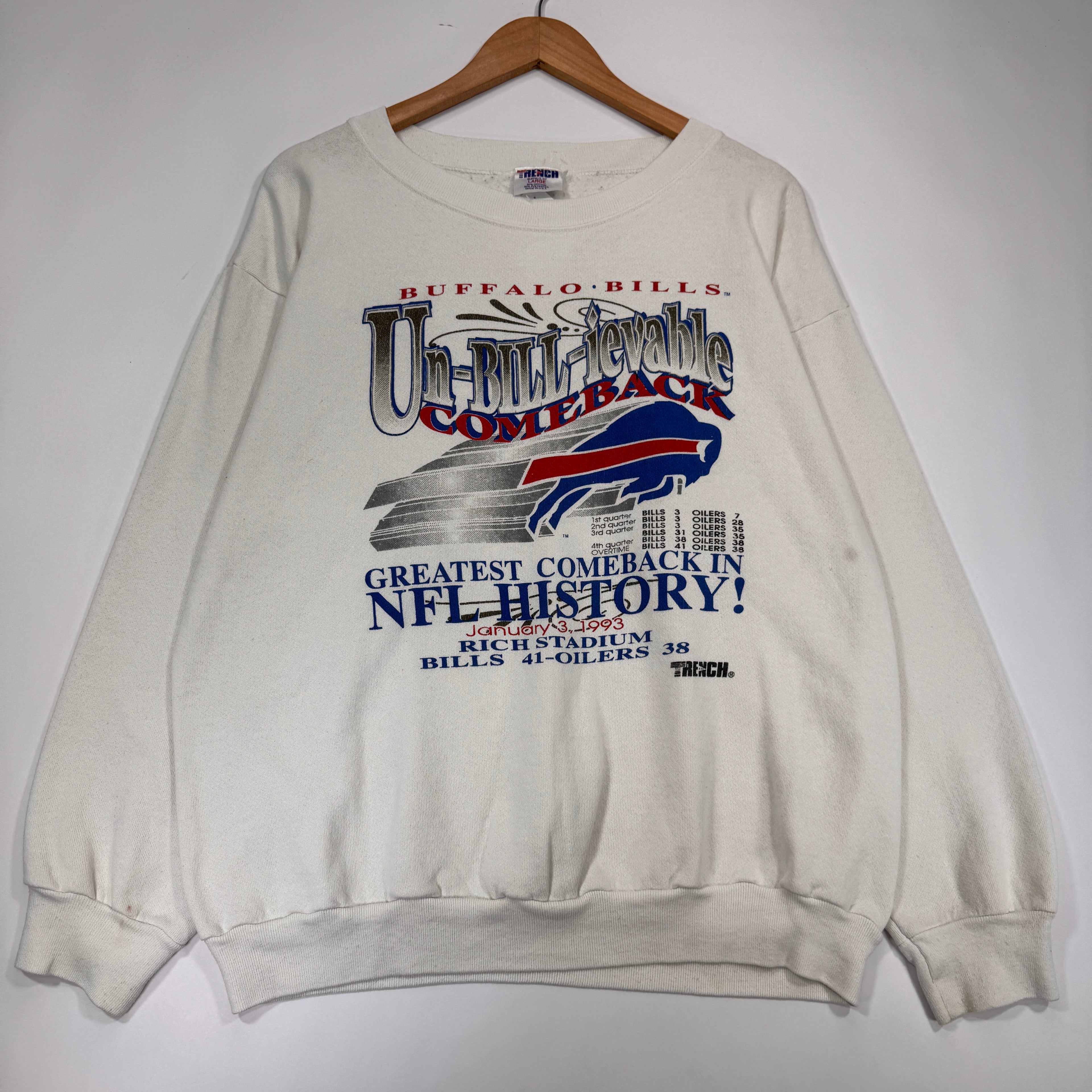 Vintage Buffalo Bills 1993 Super Bowl Greatest Comeback Crewneck Sweatshirt Large