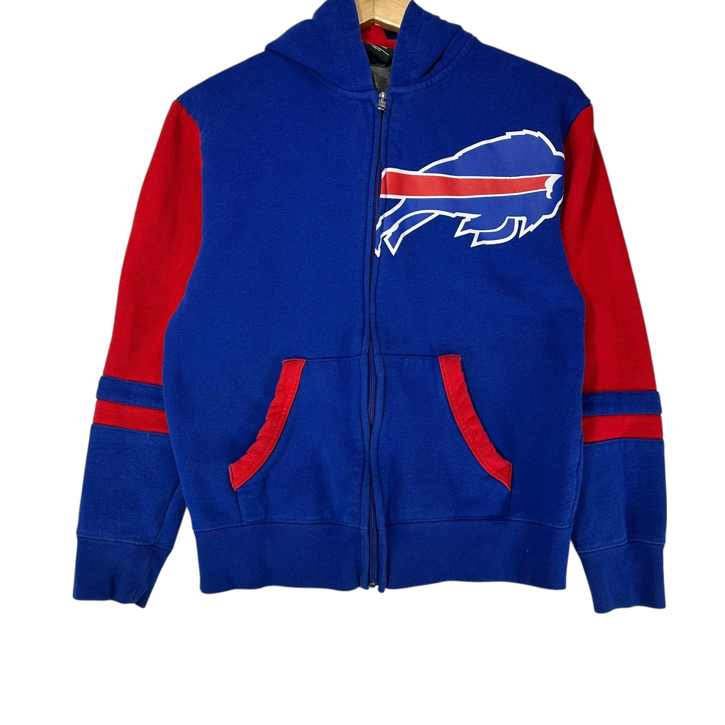 Vintage Kids Buffalo Bills Zip Hoodie Sweatshirt Size Large 14/16
