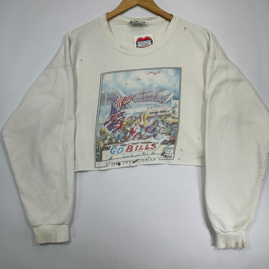 Vintage Buffalo Bills 12th Man Cropped Crewneck Sweatshirt XL