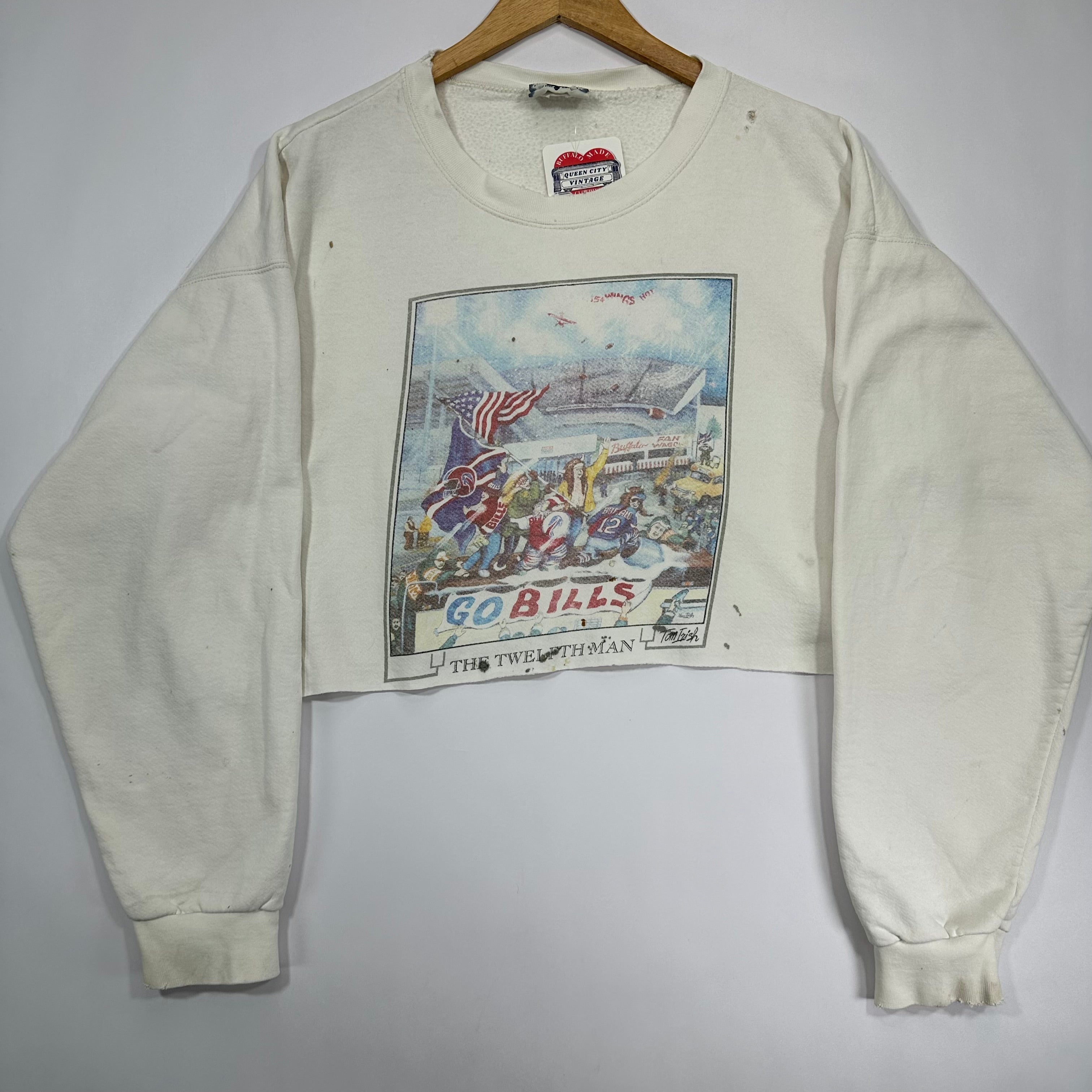 Vintage Buffalo Bills 12th Man Cropped Crewneck Sweatshirt XL