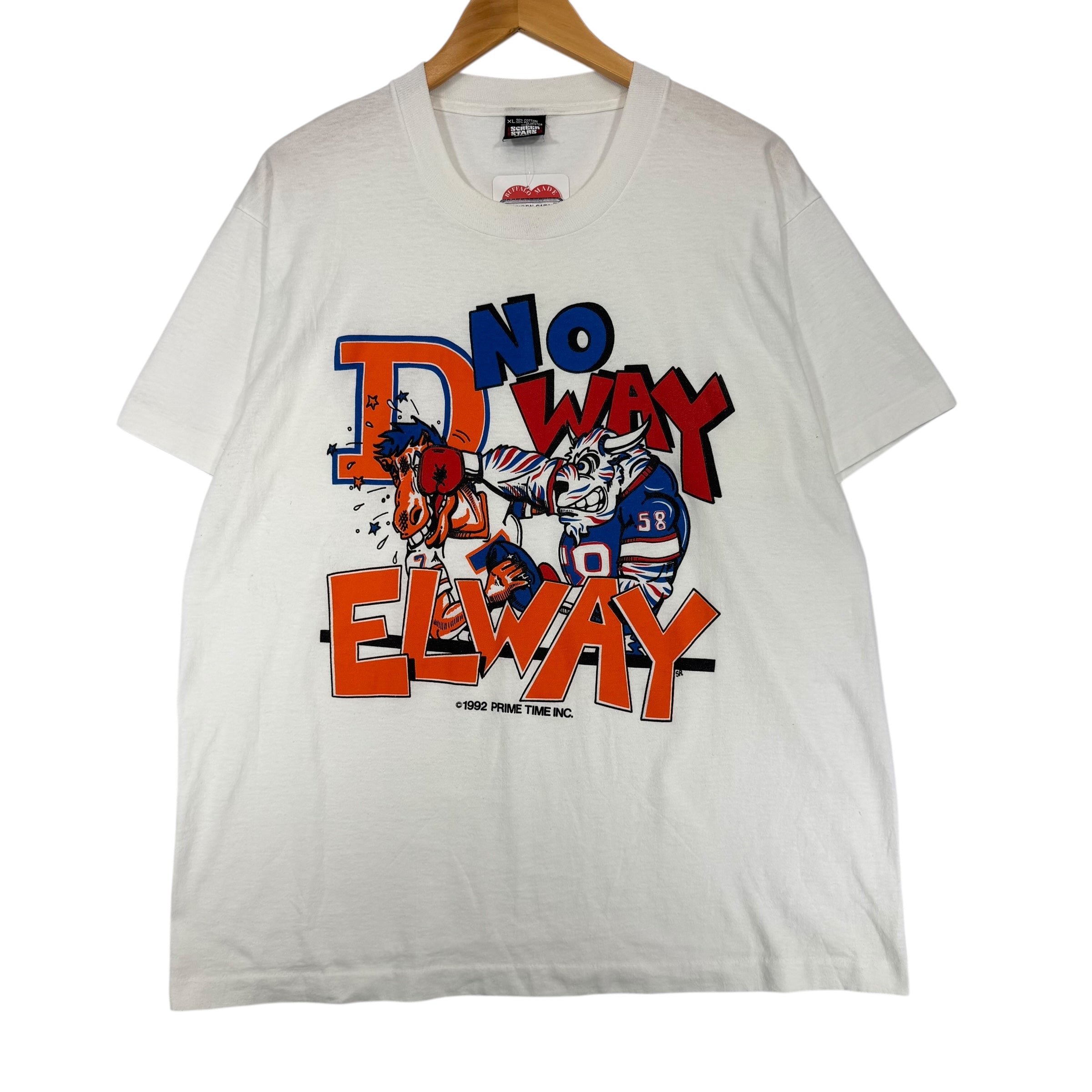 Vintage Buffalo Bills No Way Elway Cartoon Shirt XL