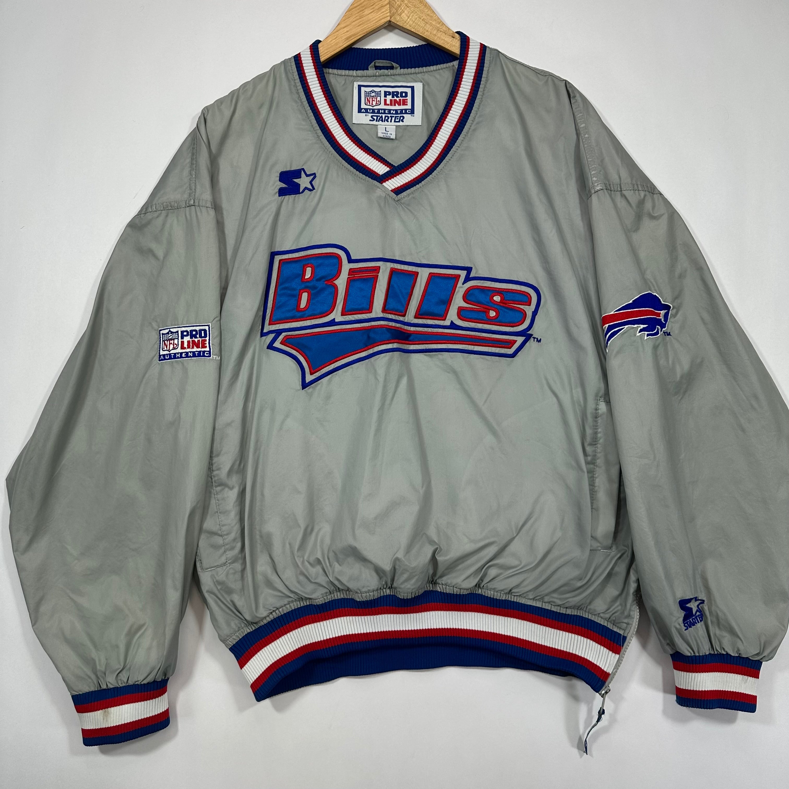 Vintage Buffalo Bills Silver Starter Pullover Windbreaker Jacket Large