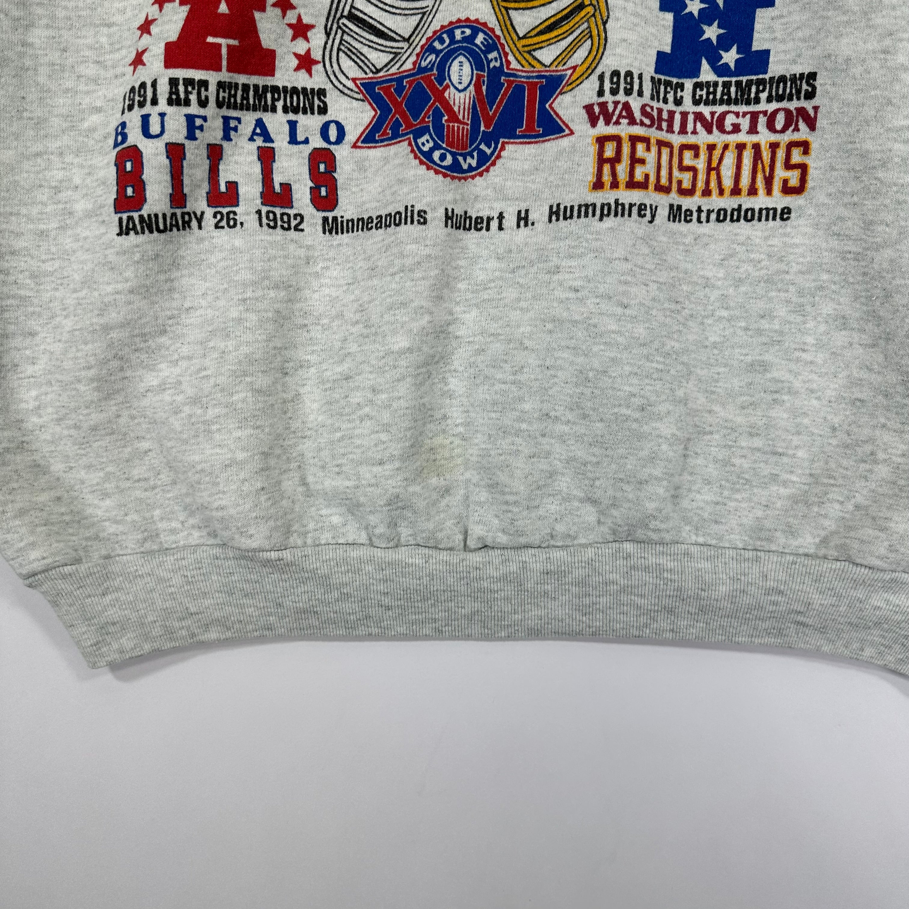 Vintage Buffalo Bills Washington Redskins 1992 Super Bowl Crewneck Sweatshirt XL