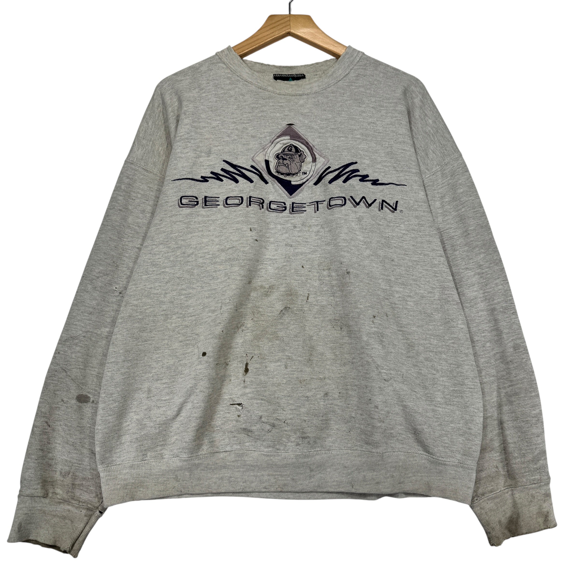 Vintage Thrashed Georgetown Crewneck Sweatshirt Large