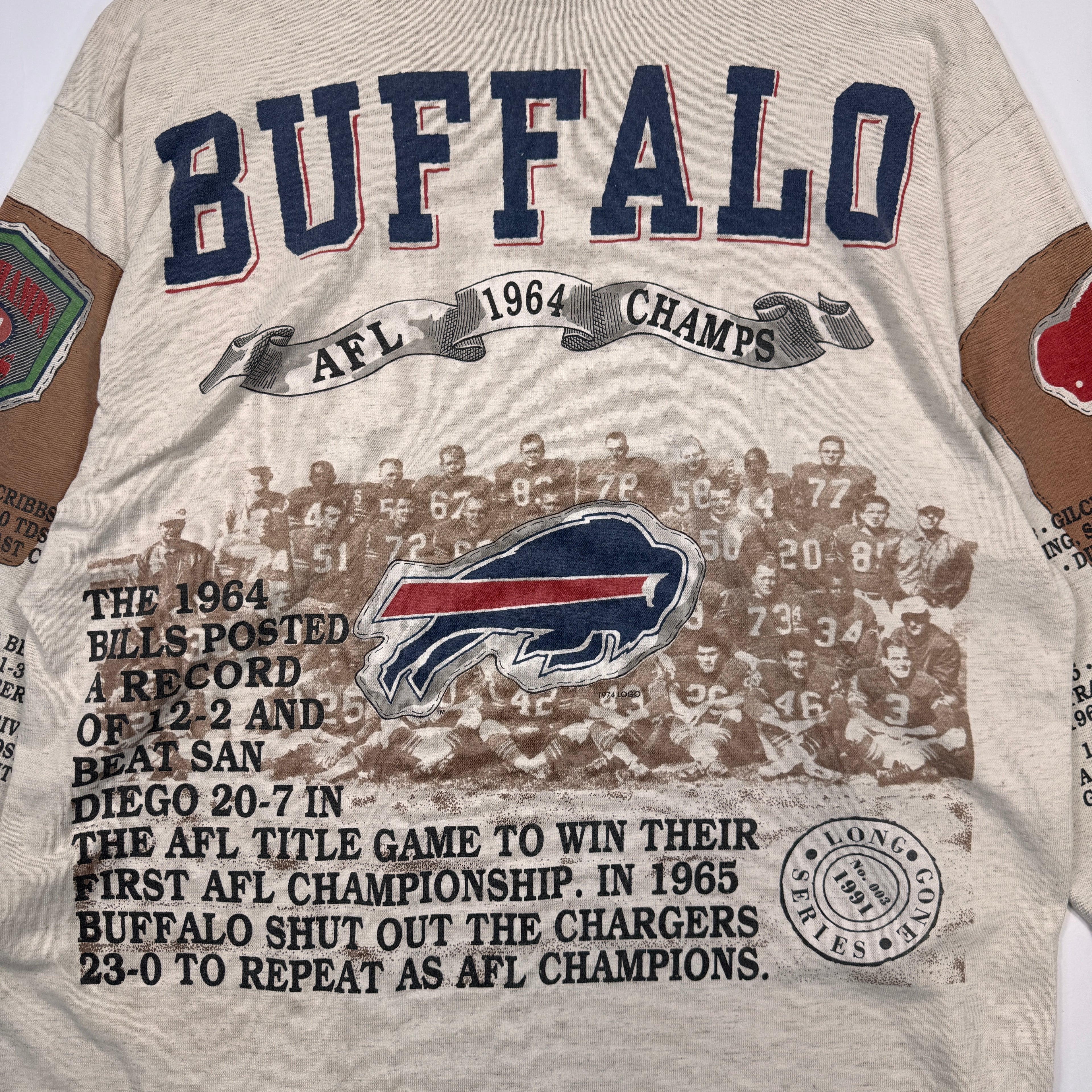Vintage Buffalo Bills 1964 AFL Champions All Over Print Shirt Large