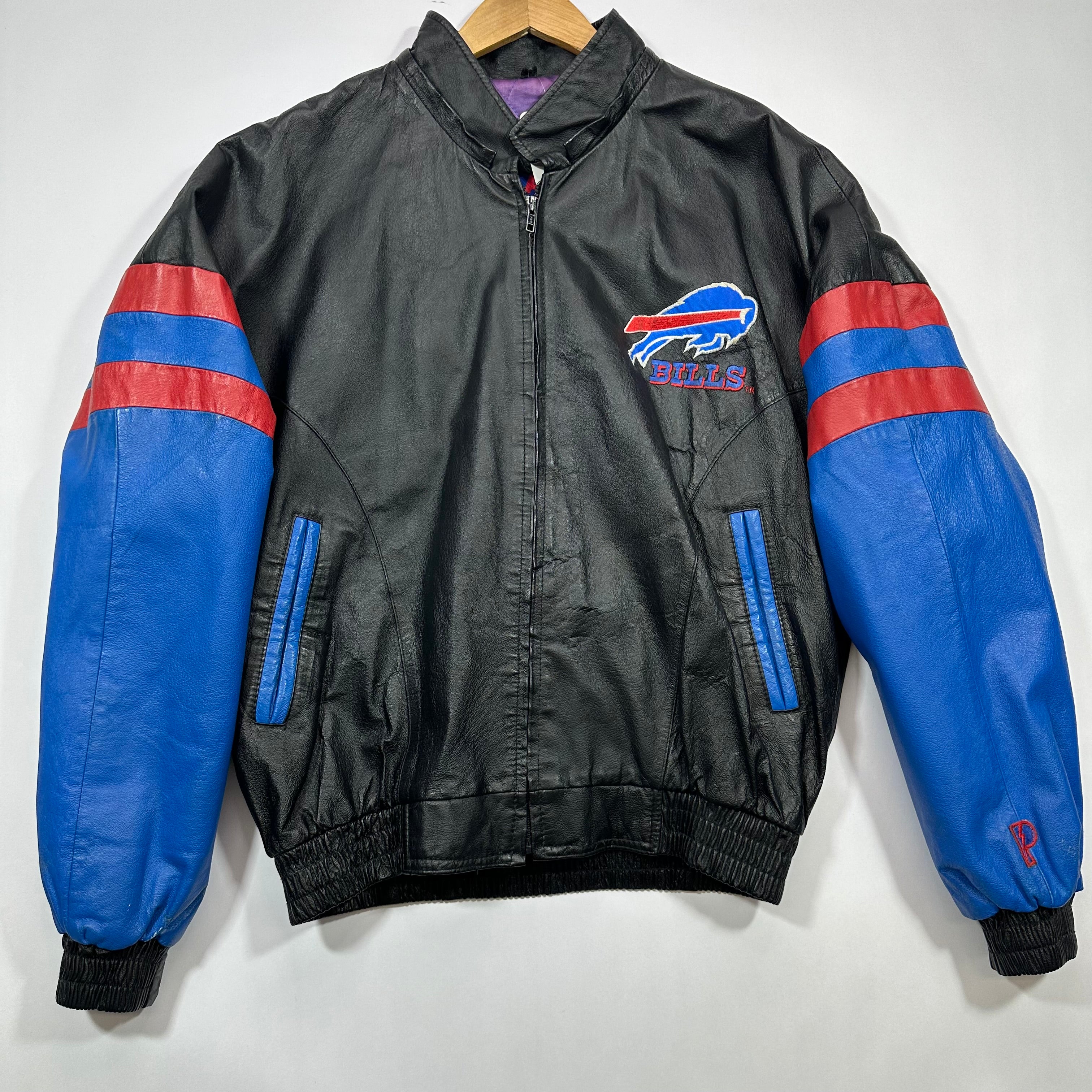 Vintage Buffalo Bills Leather Bomber Jacket Large
