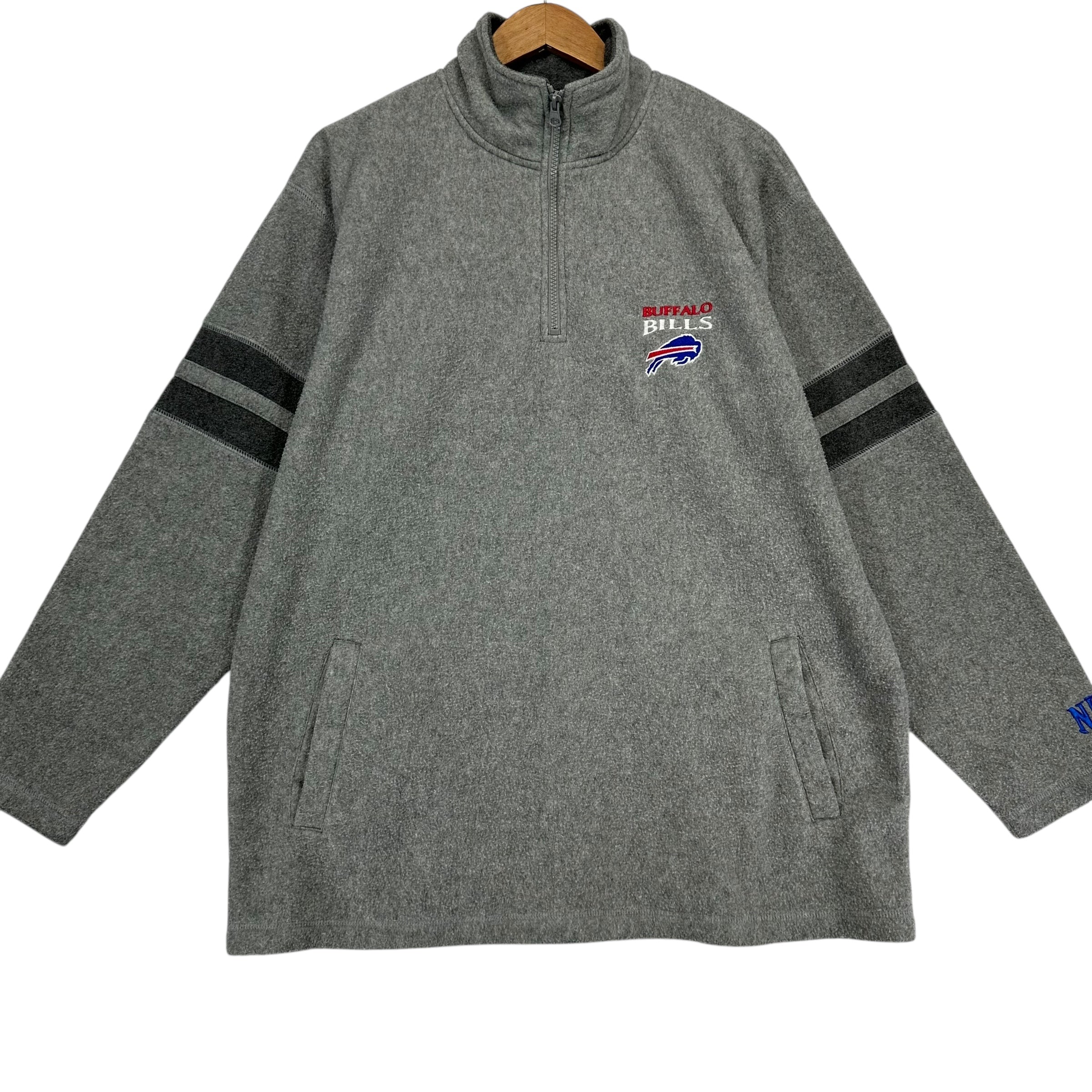 Vintage Buffalo Bills 1/4 Zip Fleece Crewneck Sweatshirt XL