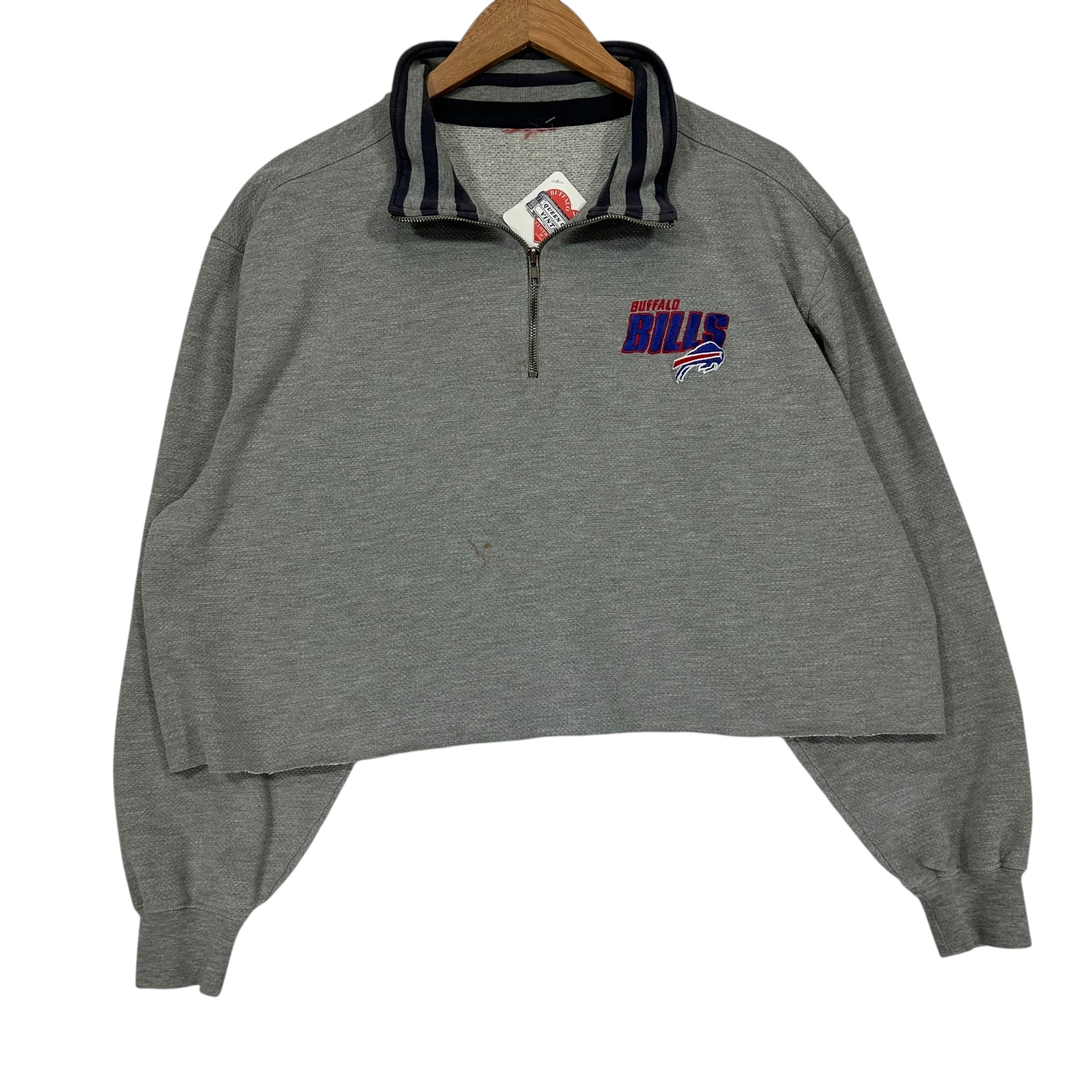 Vintage Buffalo Bills Cropped 1/4 Zip Sweatshirt XL