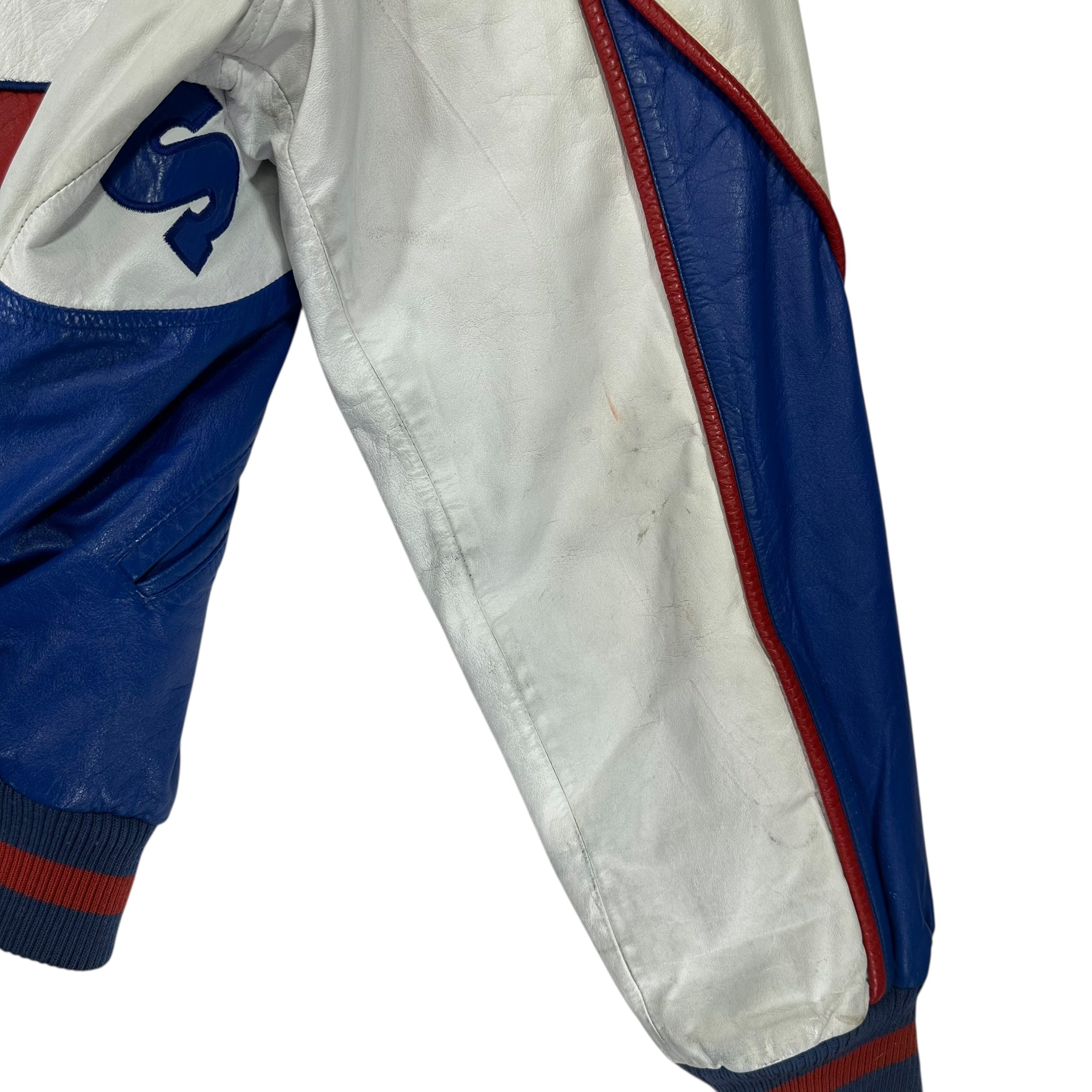 Vintage Buffalo Bills Leather Bomber Jacket Size XL Tall