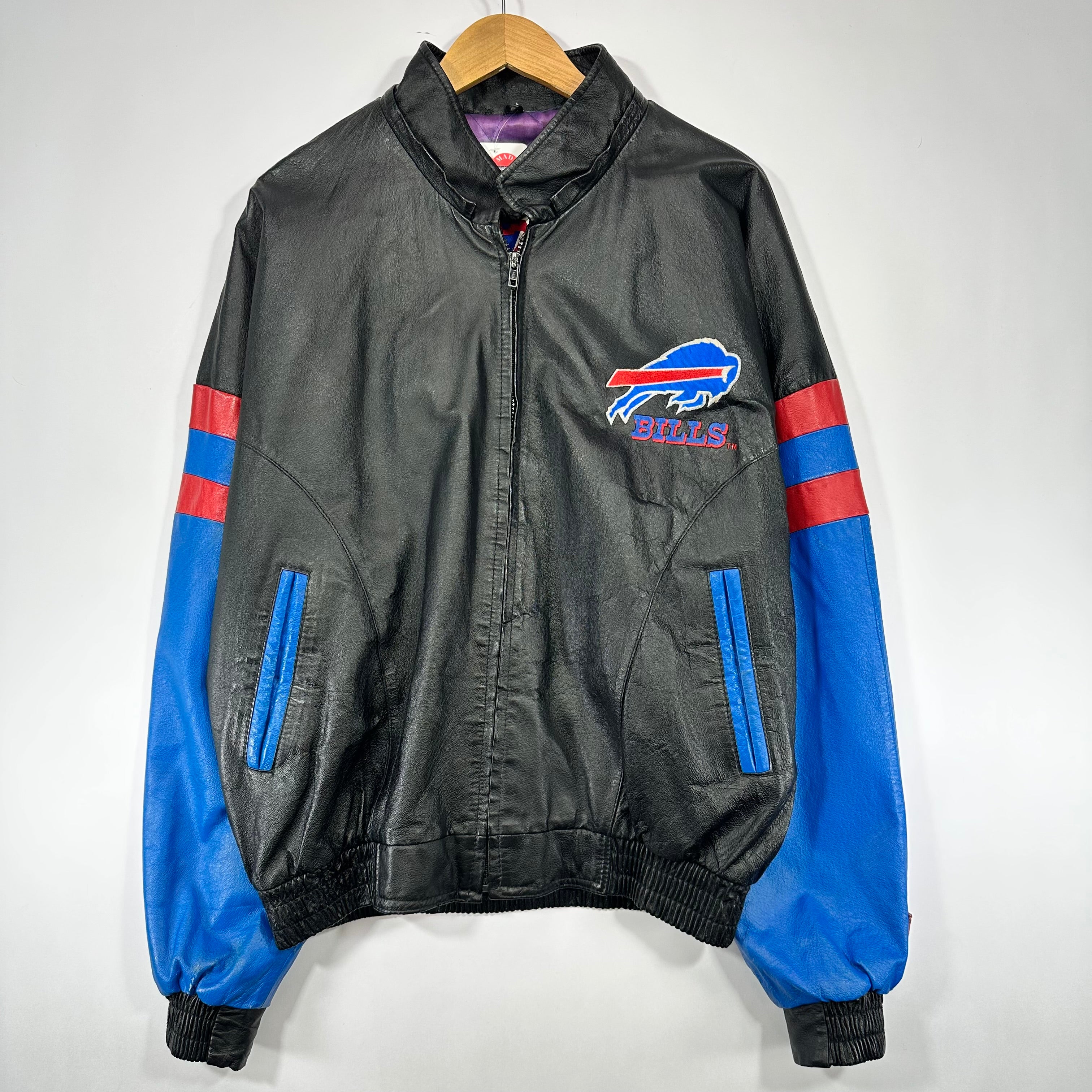 Vintage Buffalo Bills Leather Bomber Jacket Large