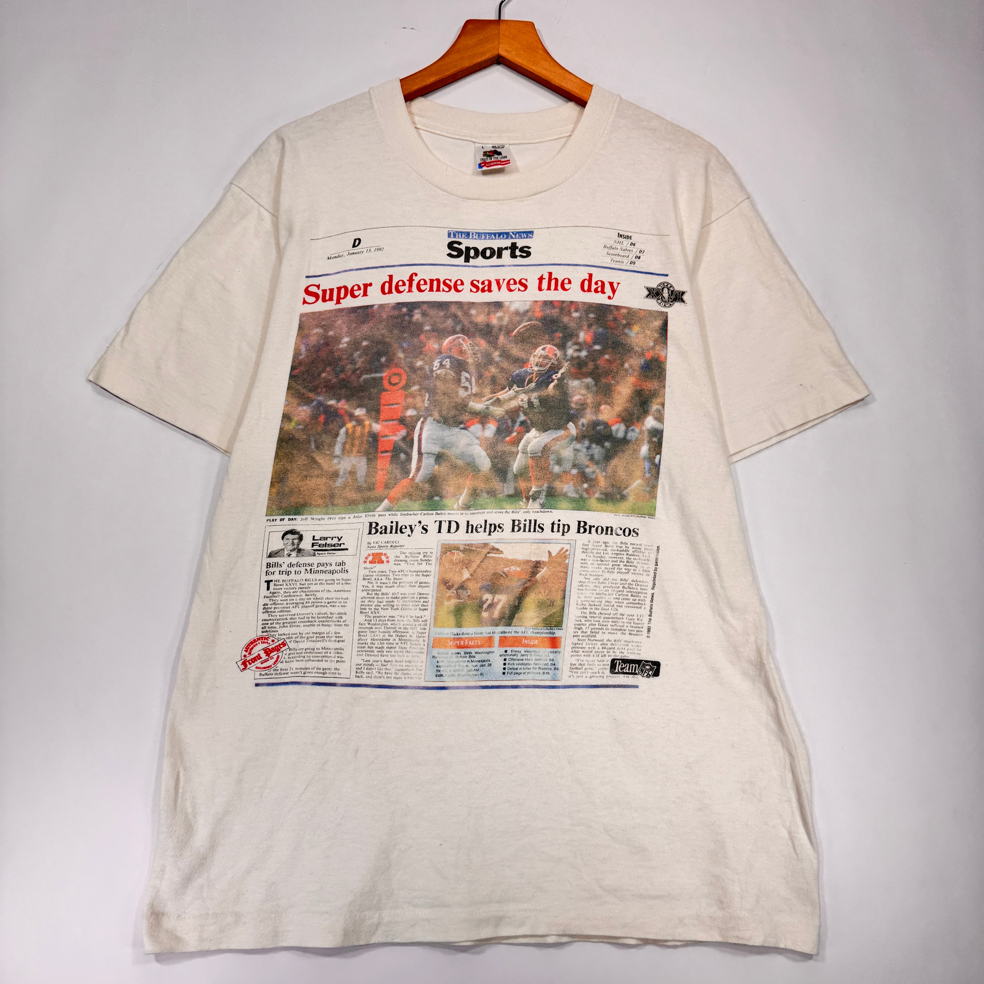 Vintage Buffalo Bills Newspaper Shirt Large