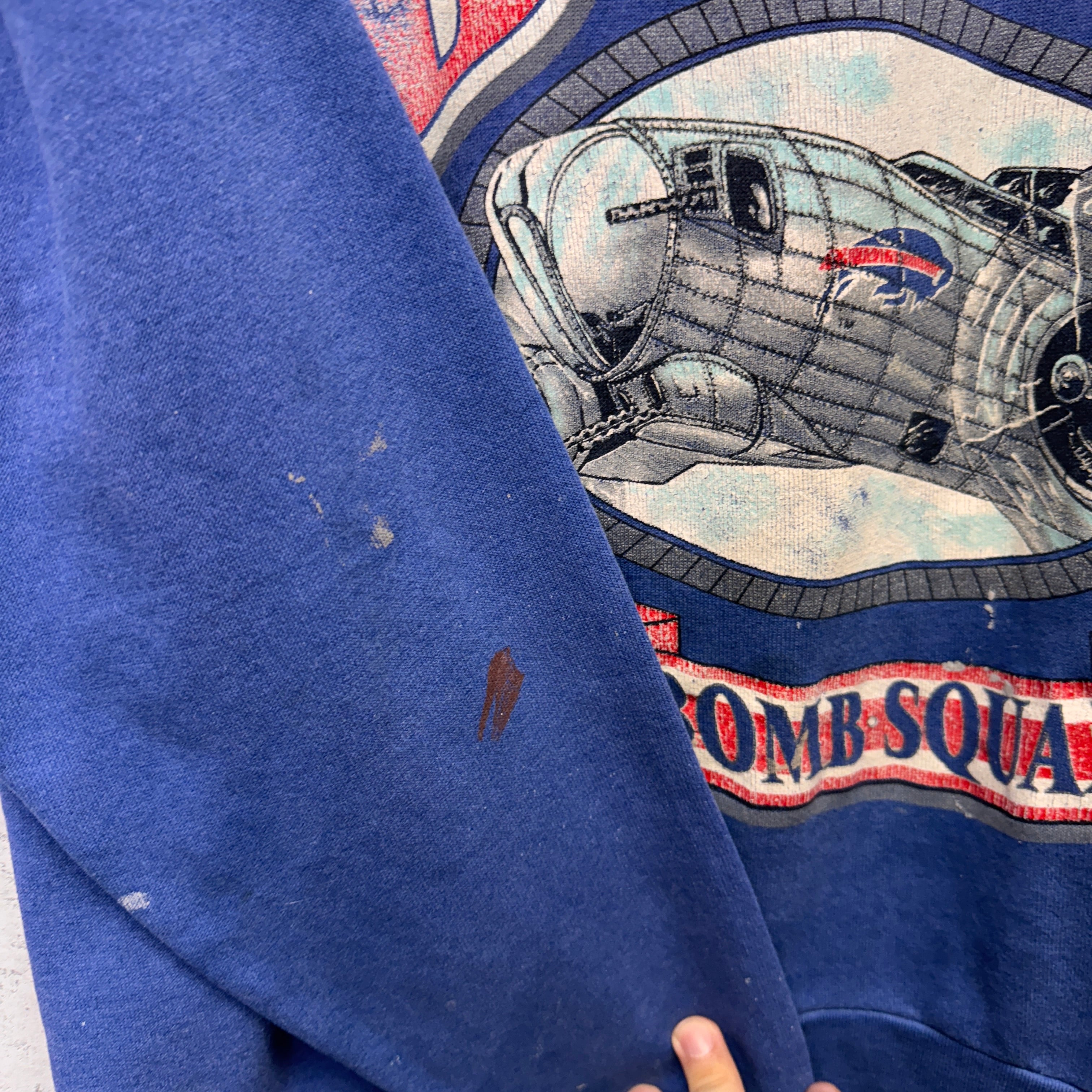 Vintage Buffalo Bills Thrashed Bomb Squad Crewneck Sweatshirt Large