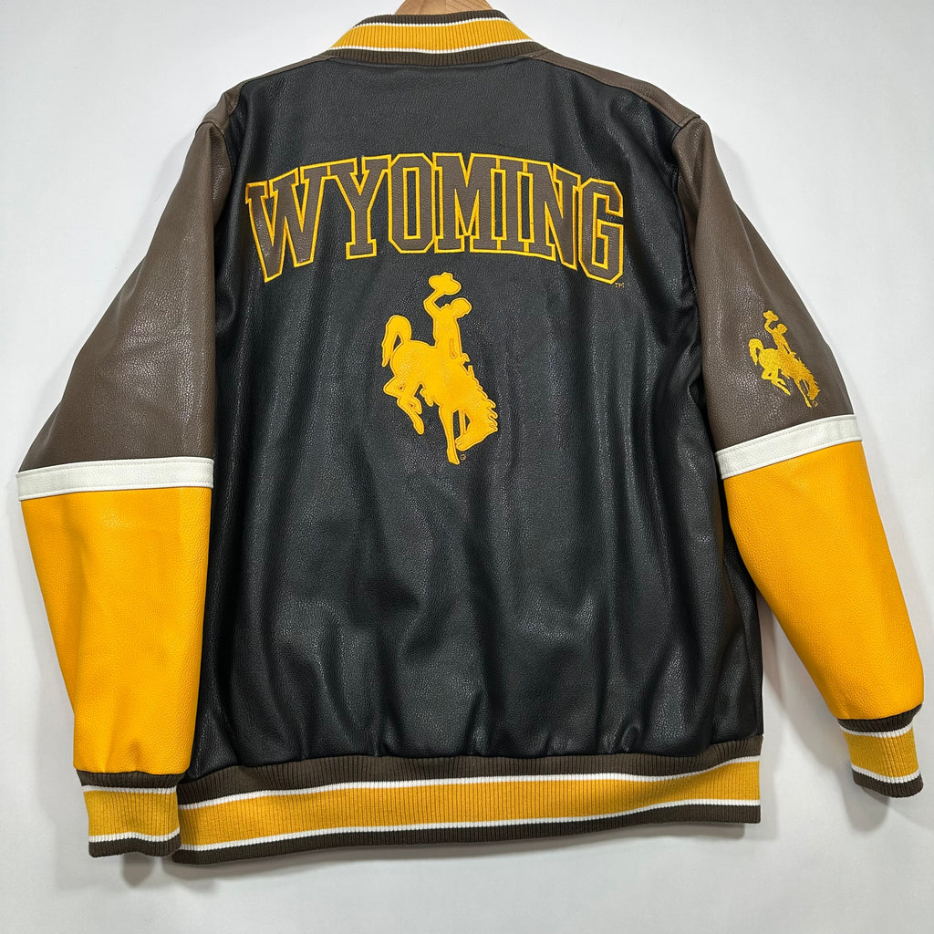 Vintage Buffalo Bills Wyoming Vegan Leather Bomber Jacket XL