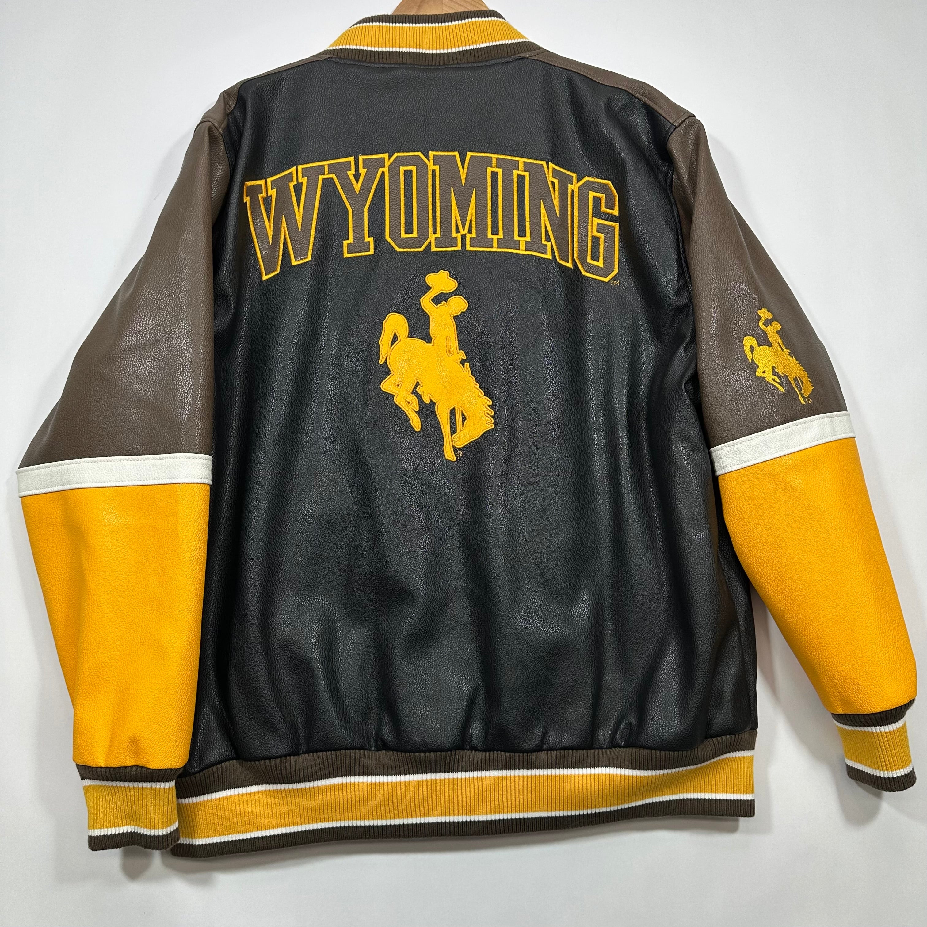 Vintage Buffalo Bills Wyoming Vegan Leather Bomber Jacket XL