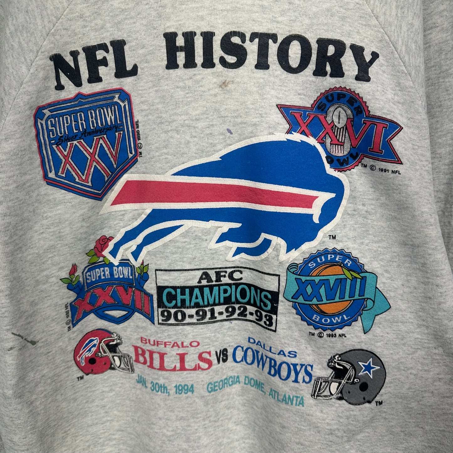 Vintage Buffalo Bills 1993 Super Bowl Crewneck Sweatshirt Large