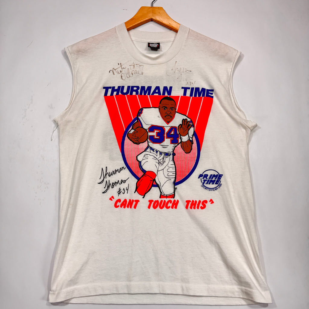 Vintage Buffalo Bills Signed Thurman Thomas Sleeveless Cartoon Shirt Large