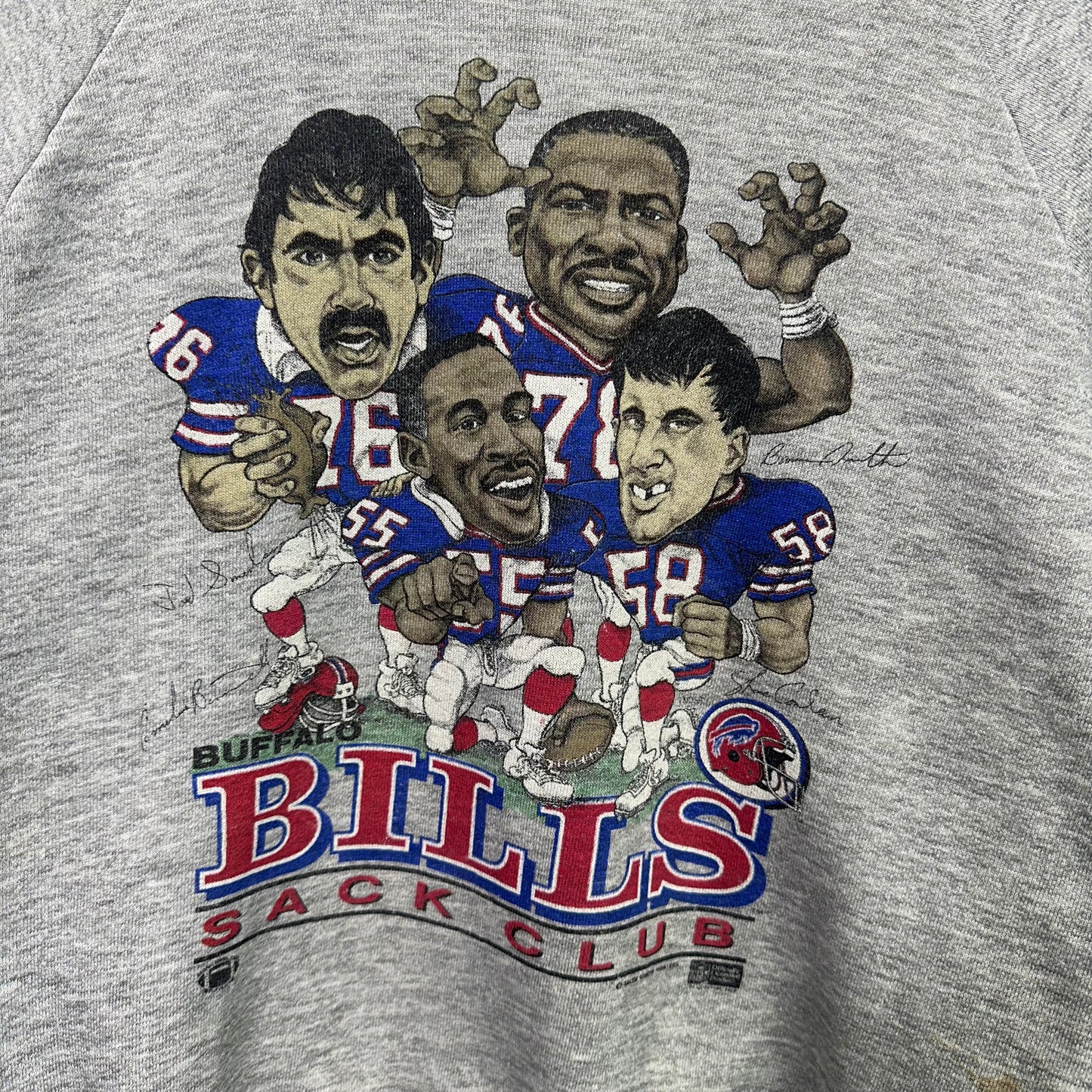 Vintage Buffalo Bills Sack Club Cartoon Crewneck Sweatshirt Large