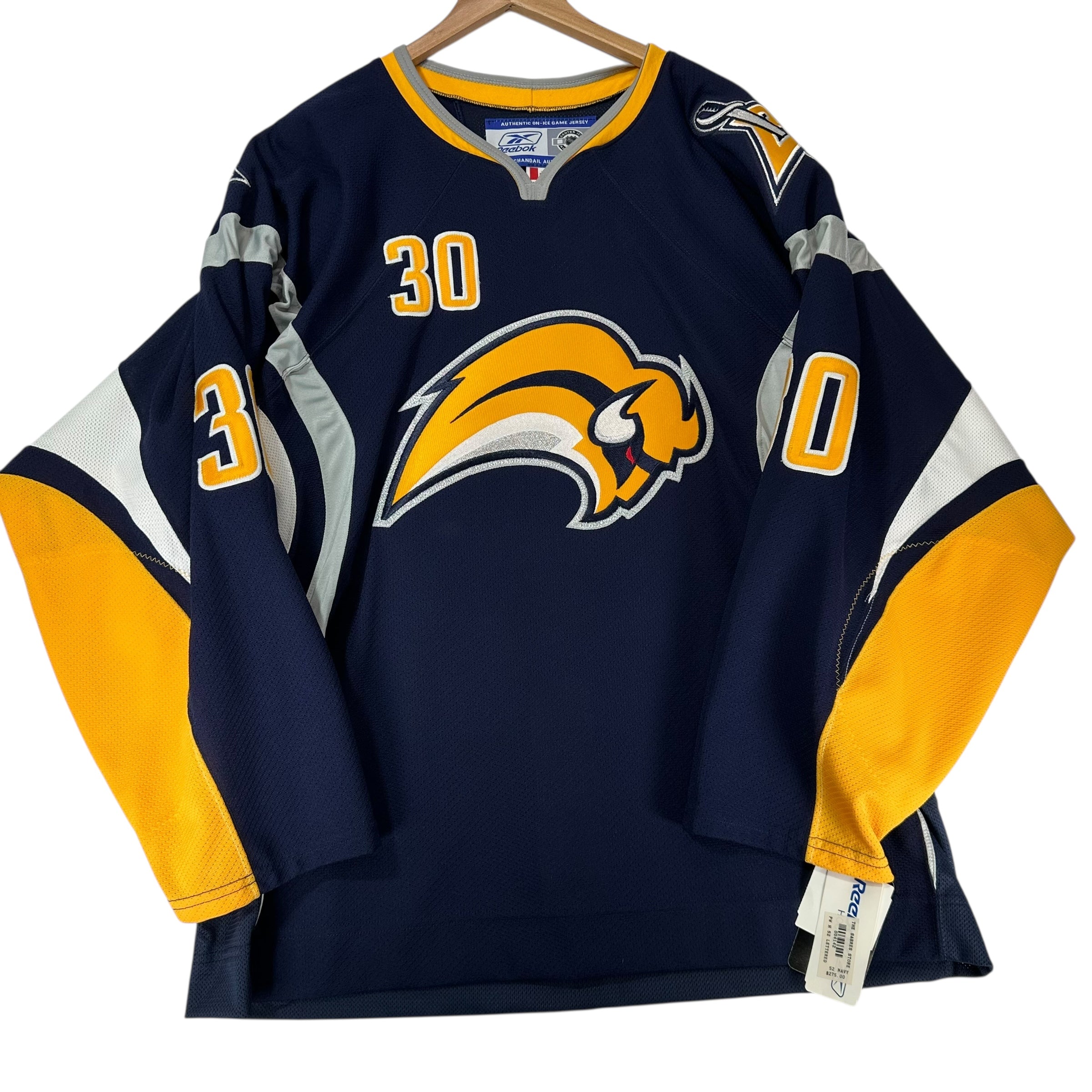 Vintage Buffalo Sabres Deadstock Ryan Miller Fight Strap Jersey Shirt XXL 52