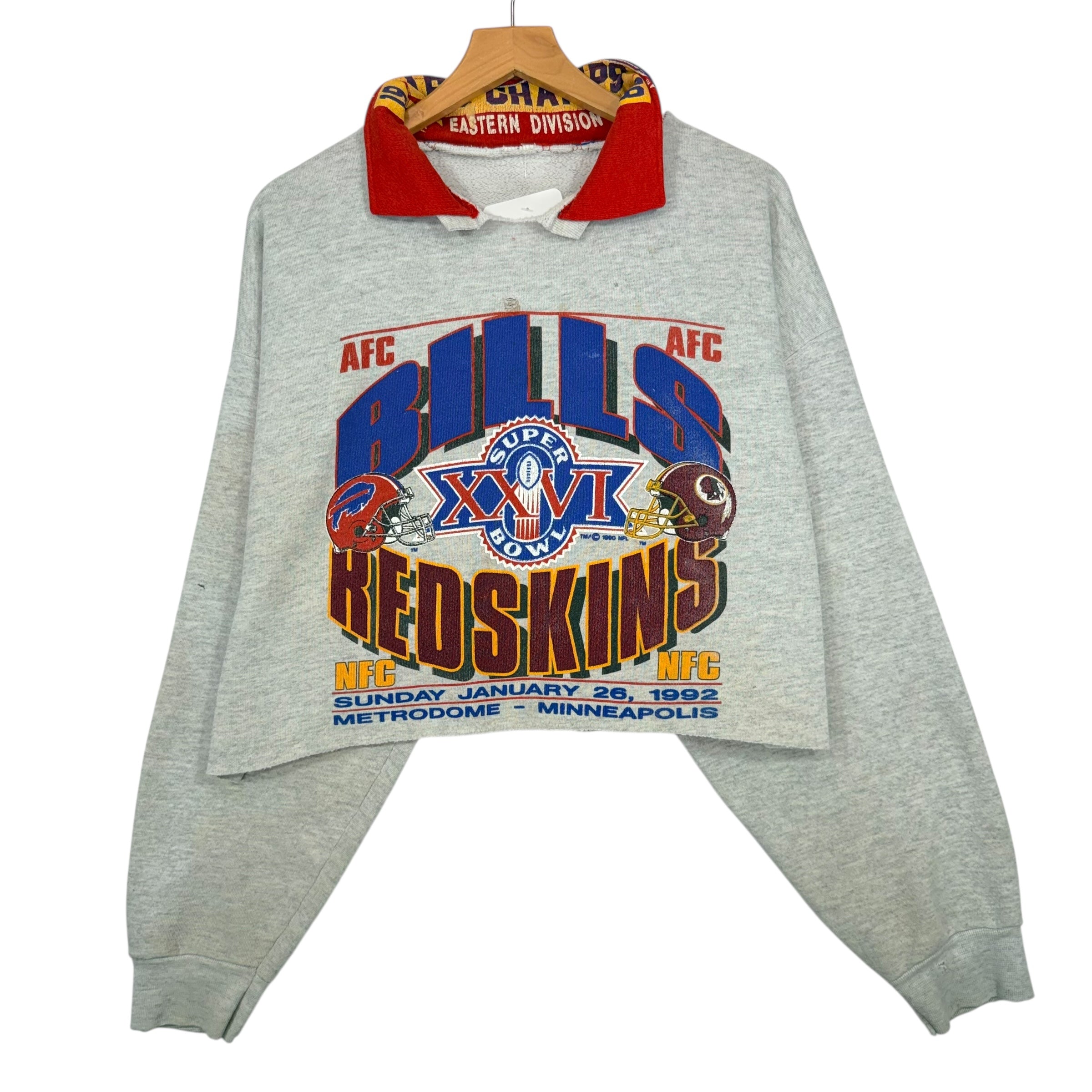 Vintage Buffalo Bills Reworked Cropped Collared Sweatshirt XL