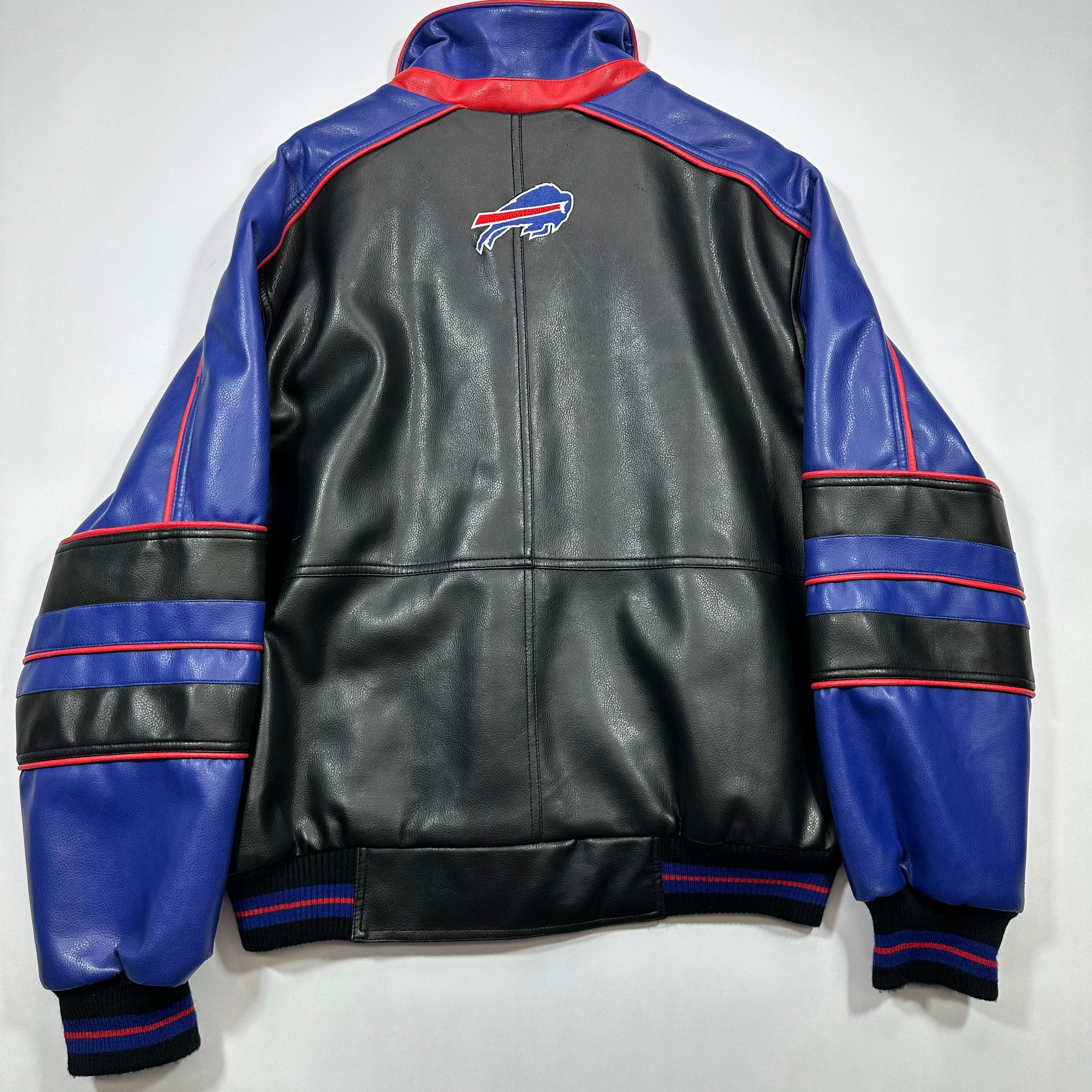 Vintage Buffalo Bills Vegan Leather Bomber Jacket Large