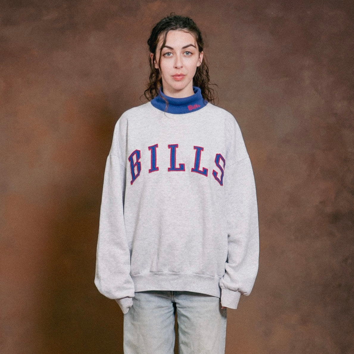 Vintage Buffalo Bills Upcycled Custom Turtleneck Sweatshirt XL