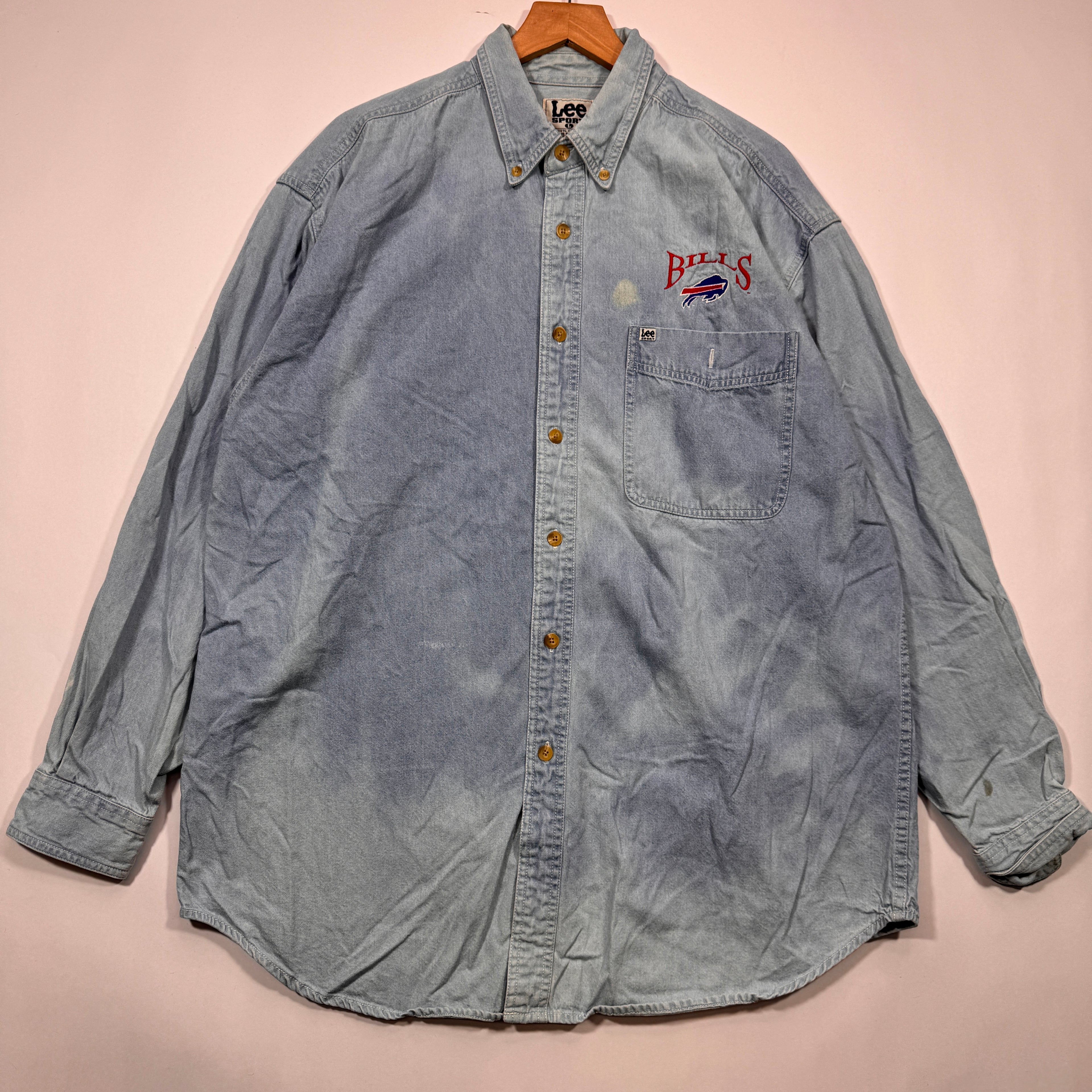 Vintage Buffalo Bills Denim Long Sleeve Button Up Shirt Large