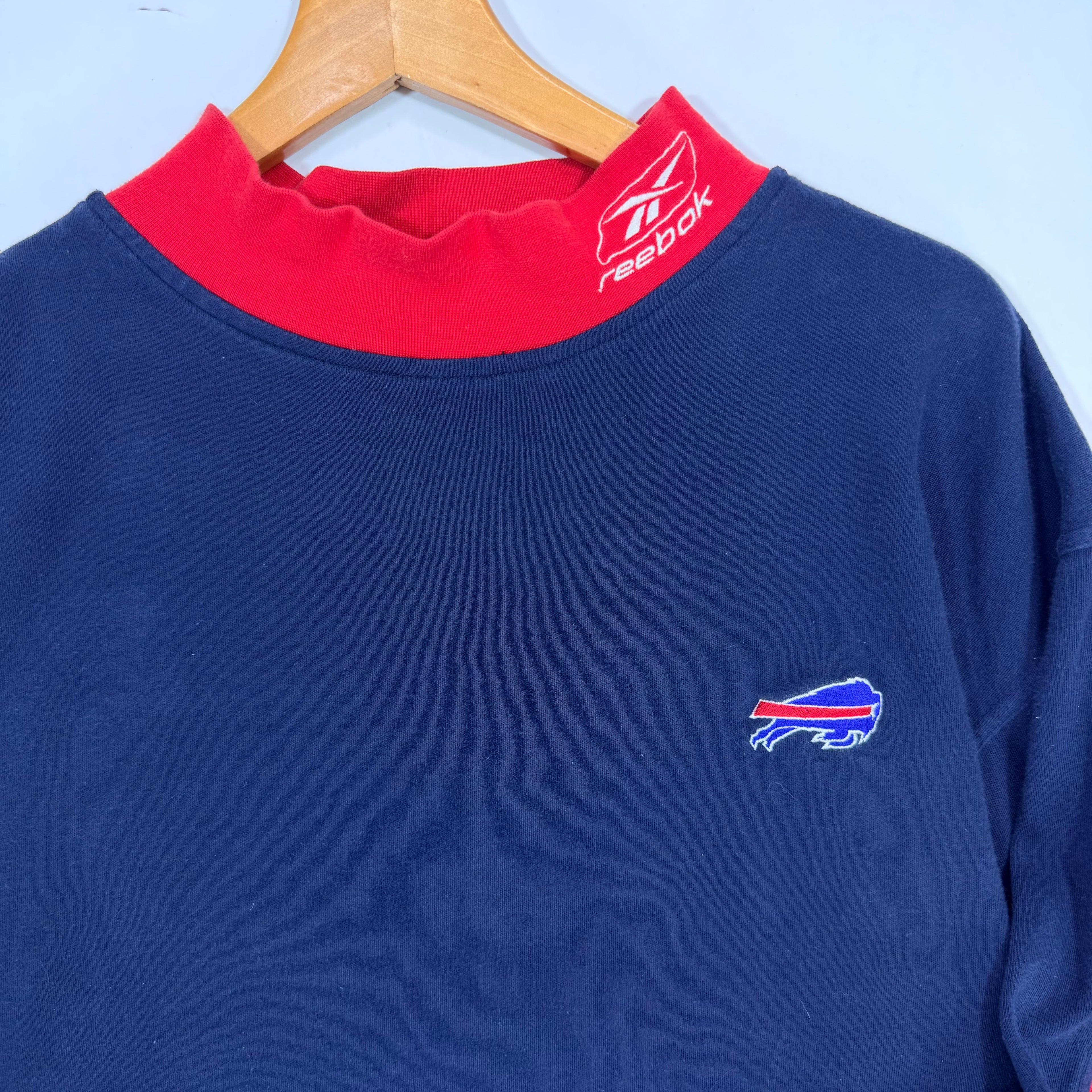 Vintage Buffalo Bills Mock Neck Long Sleeve Shirt Large