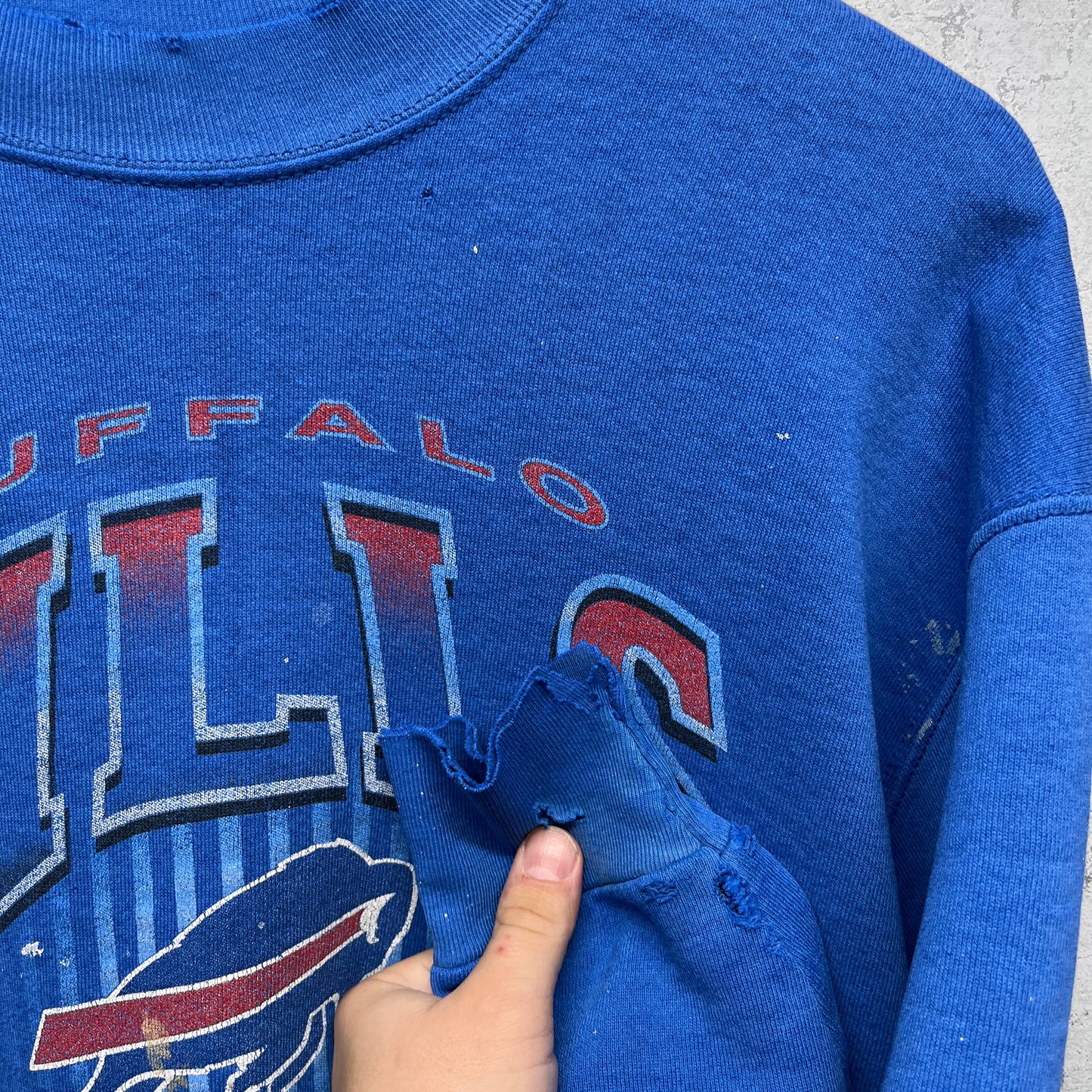 Vintage Buffalo Bills Thrashed Crewneck Sweatshirt Large