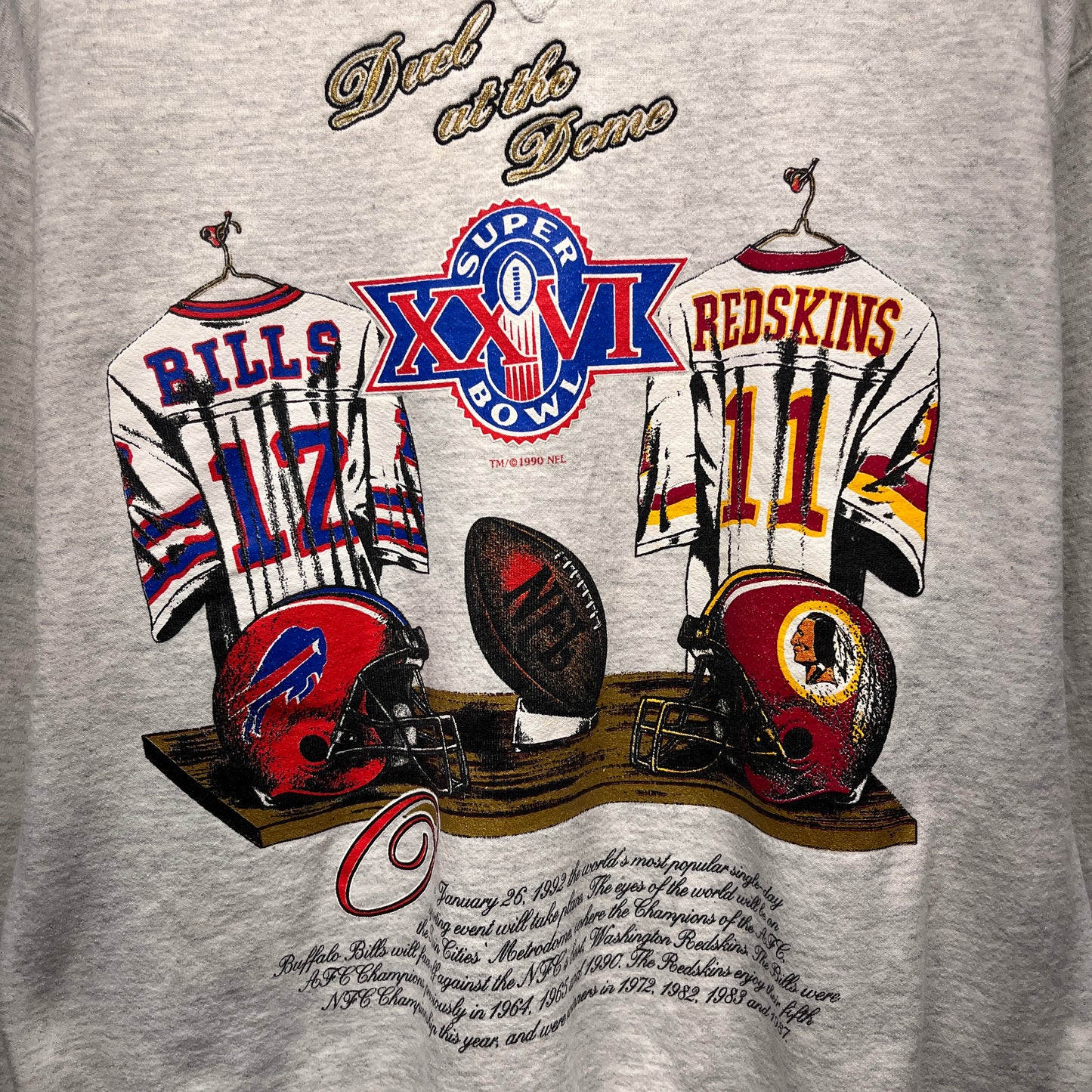 Vintage Buffalo Bills 1992 Super Bowl Duel at the Dome Crewneck Sweatshirt XL