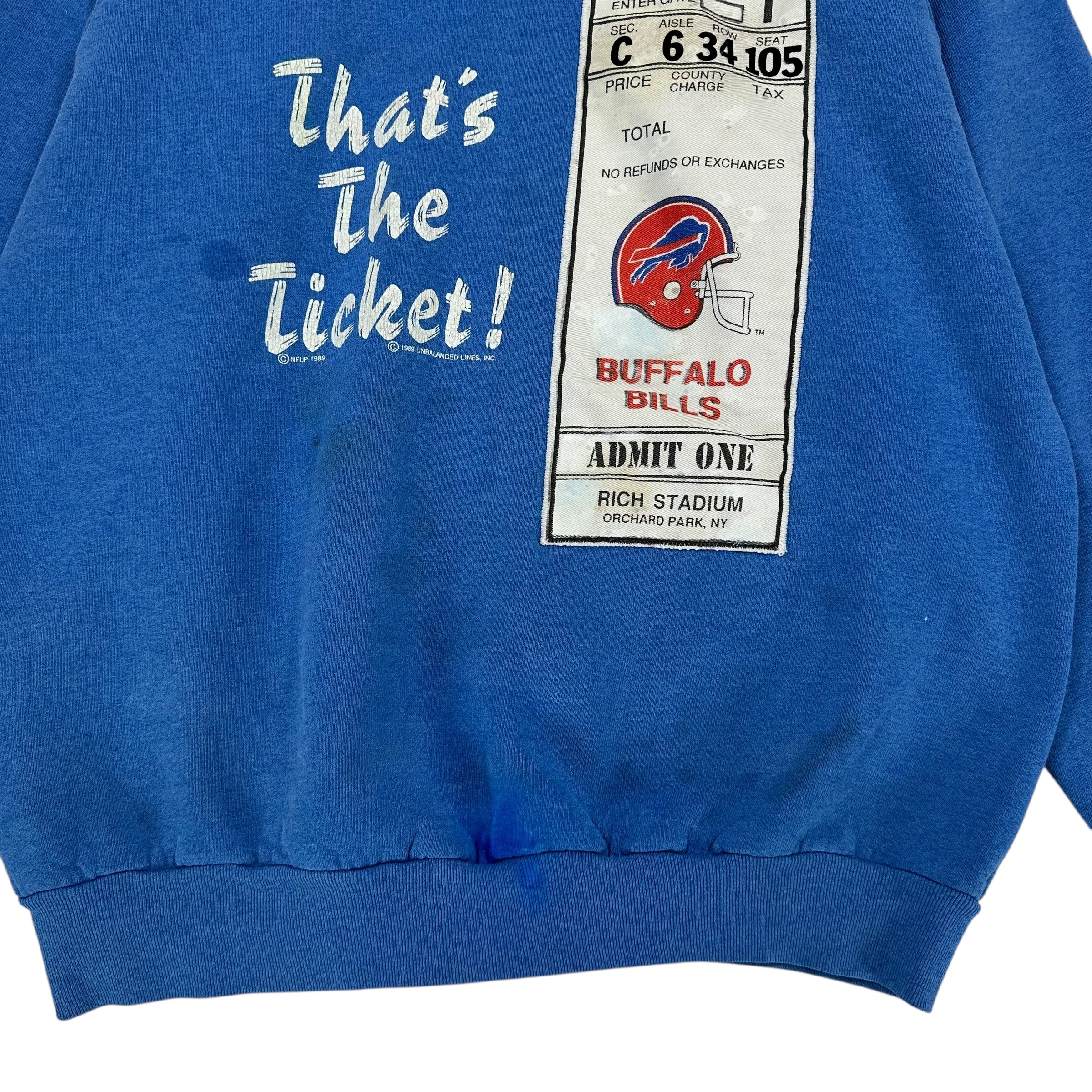 Vintage Buffalo Bills Distressed Crewneck Sweatshirt Medium
