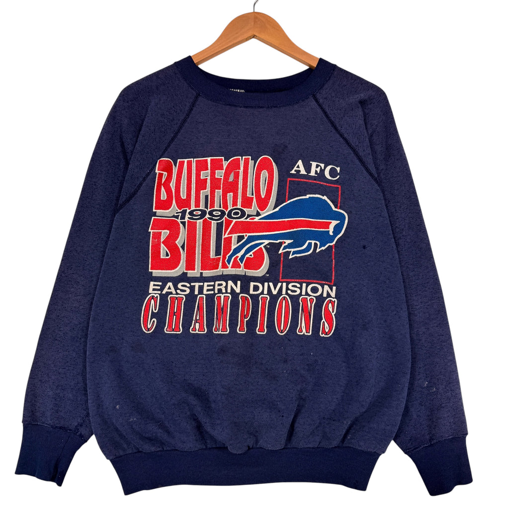 Vintage Buffalo Bills Thrashed 1990 AFC East Champions Crewneck Sweatshirt Large