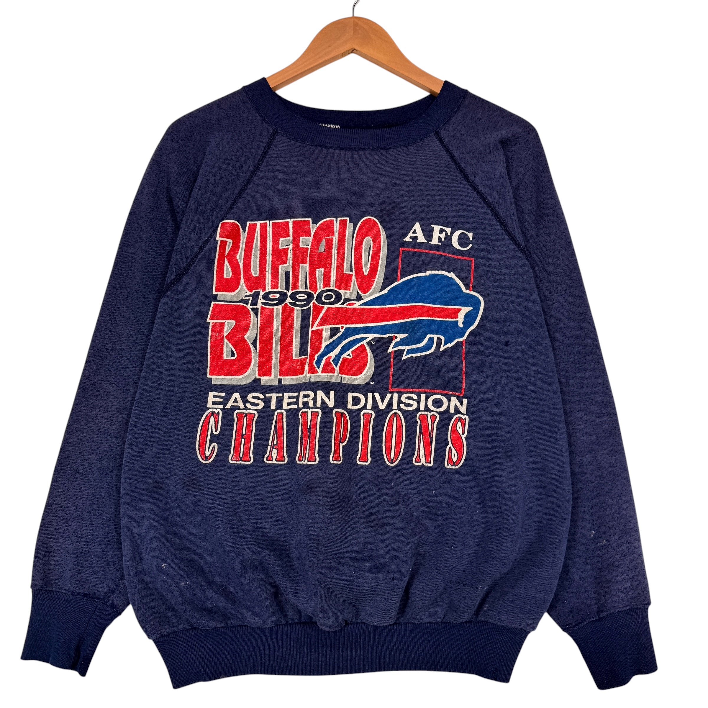 Vintage Buffalo Bills Thrashed 1990 AFC East Champions Crewneck Sweatshirt Large