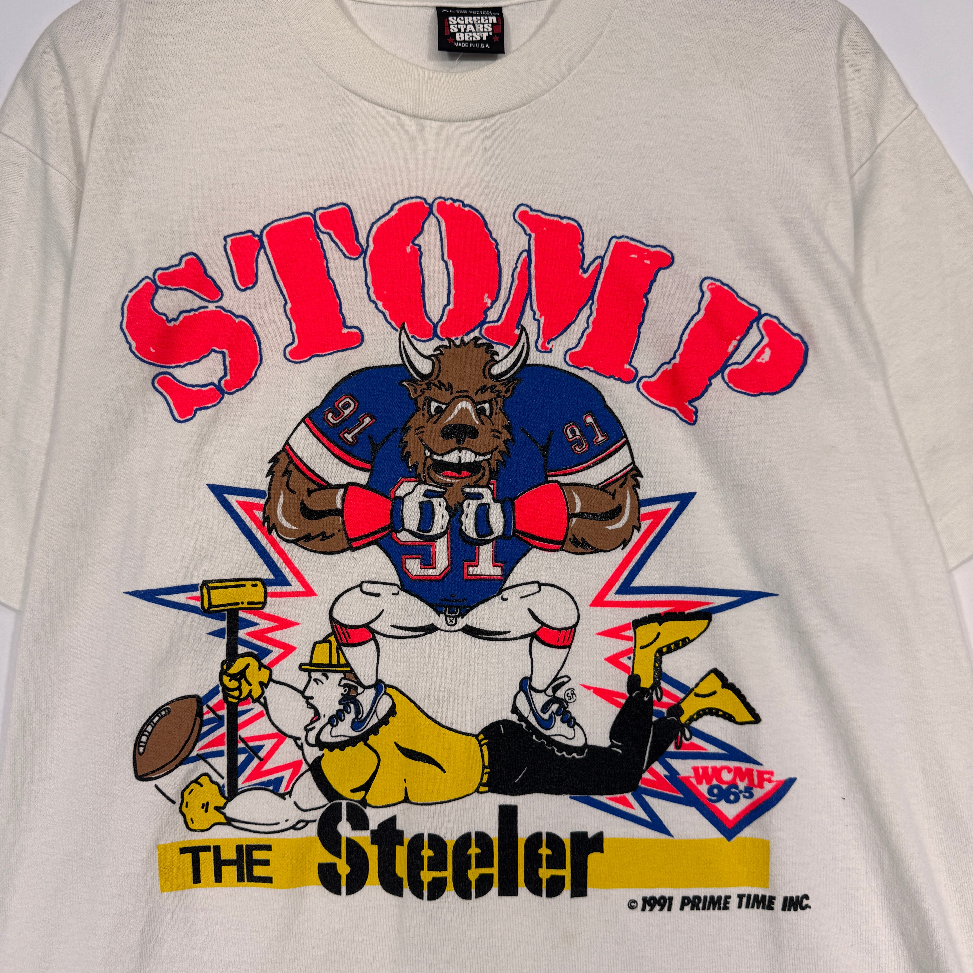 Vintage Buffalo Bills Stomp the Steelers Cartoon Shirt Large