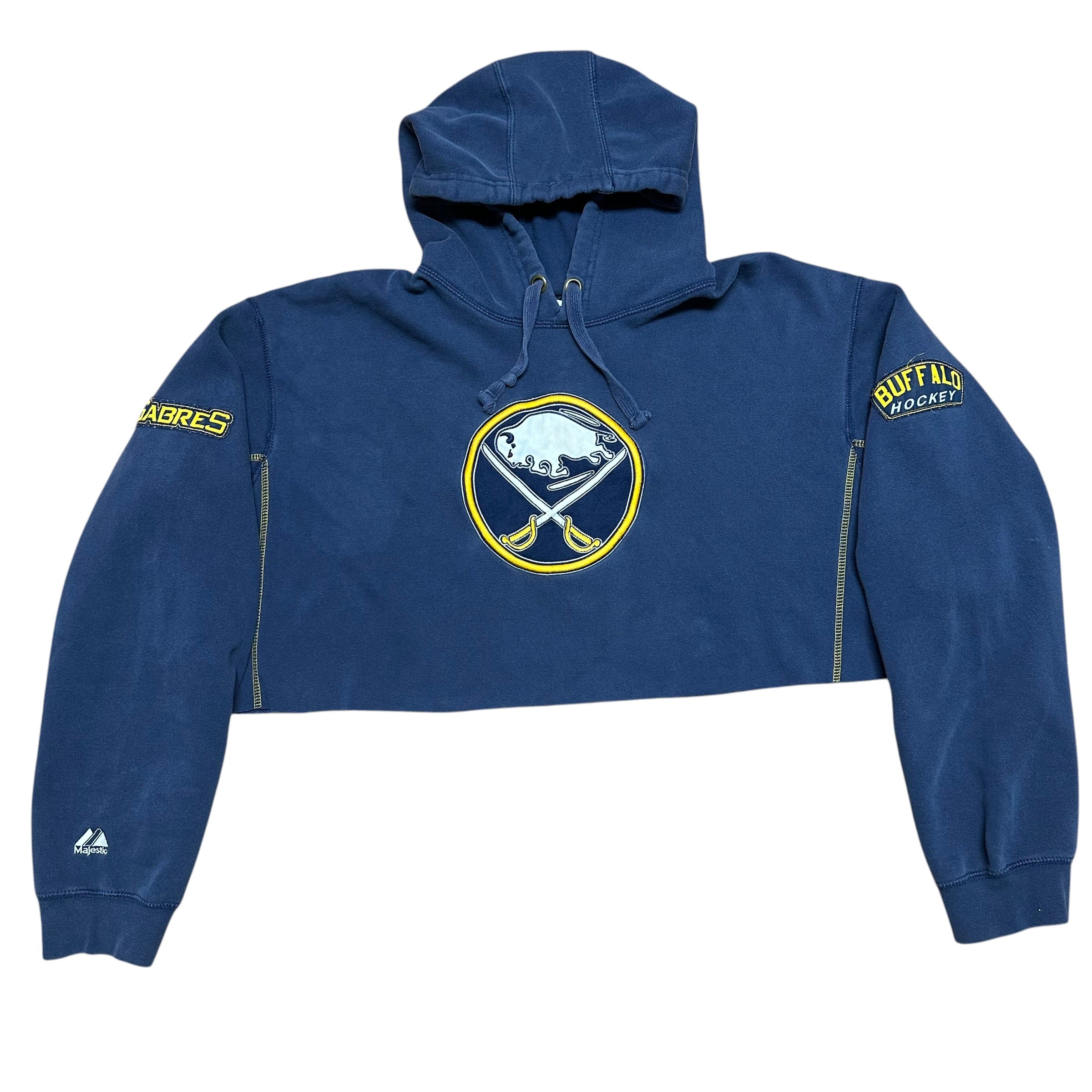 Vintage Buffalo Sabres Cropped Embroidered Hoodie Sweatshirt XL