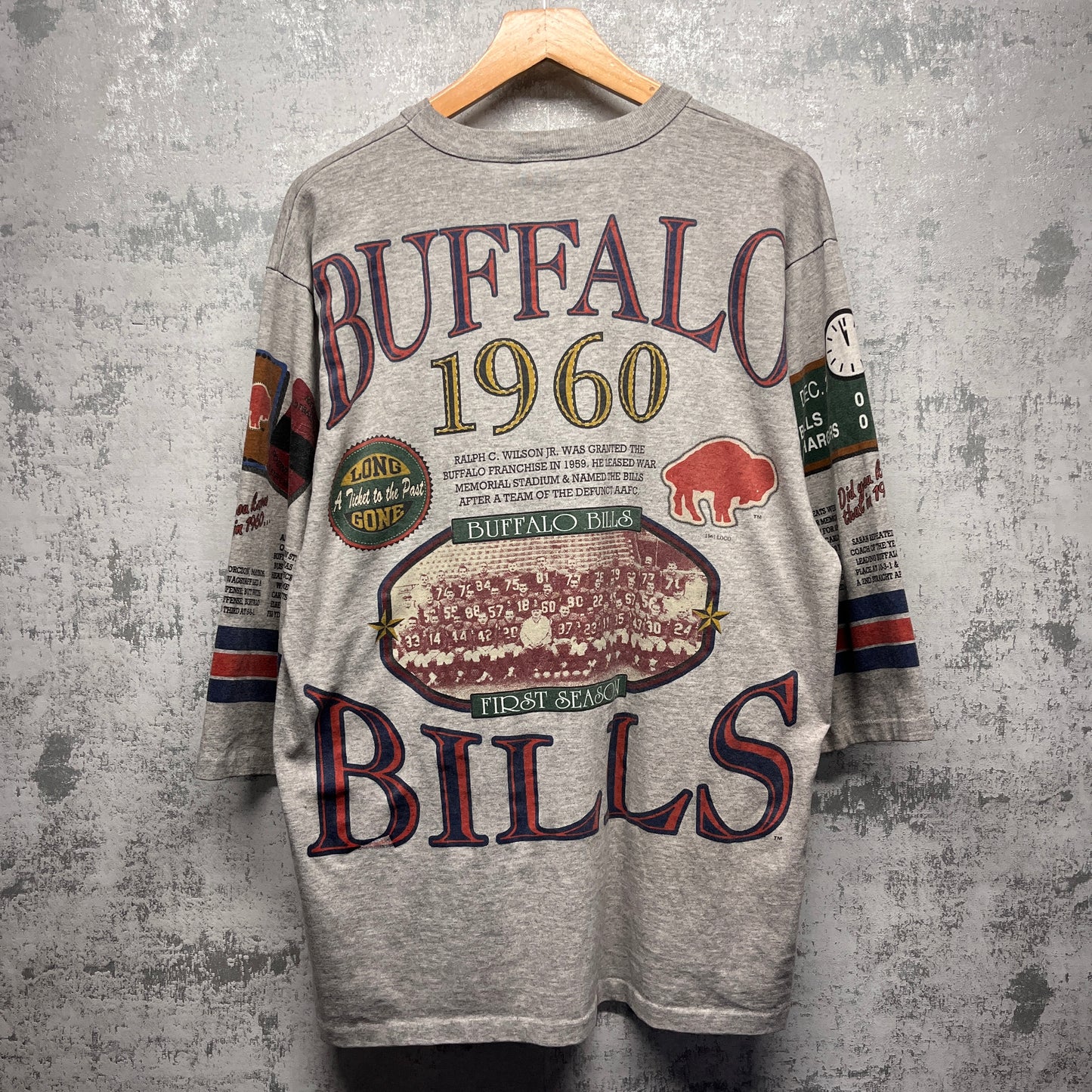 Vintage Buffalo Bills 1965 AFL Champions 3/4 Sleeve All Over Print Shirt Large