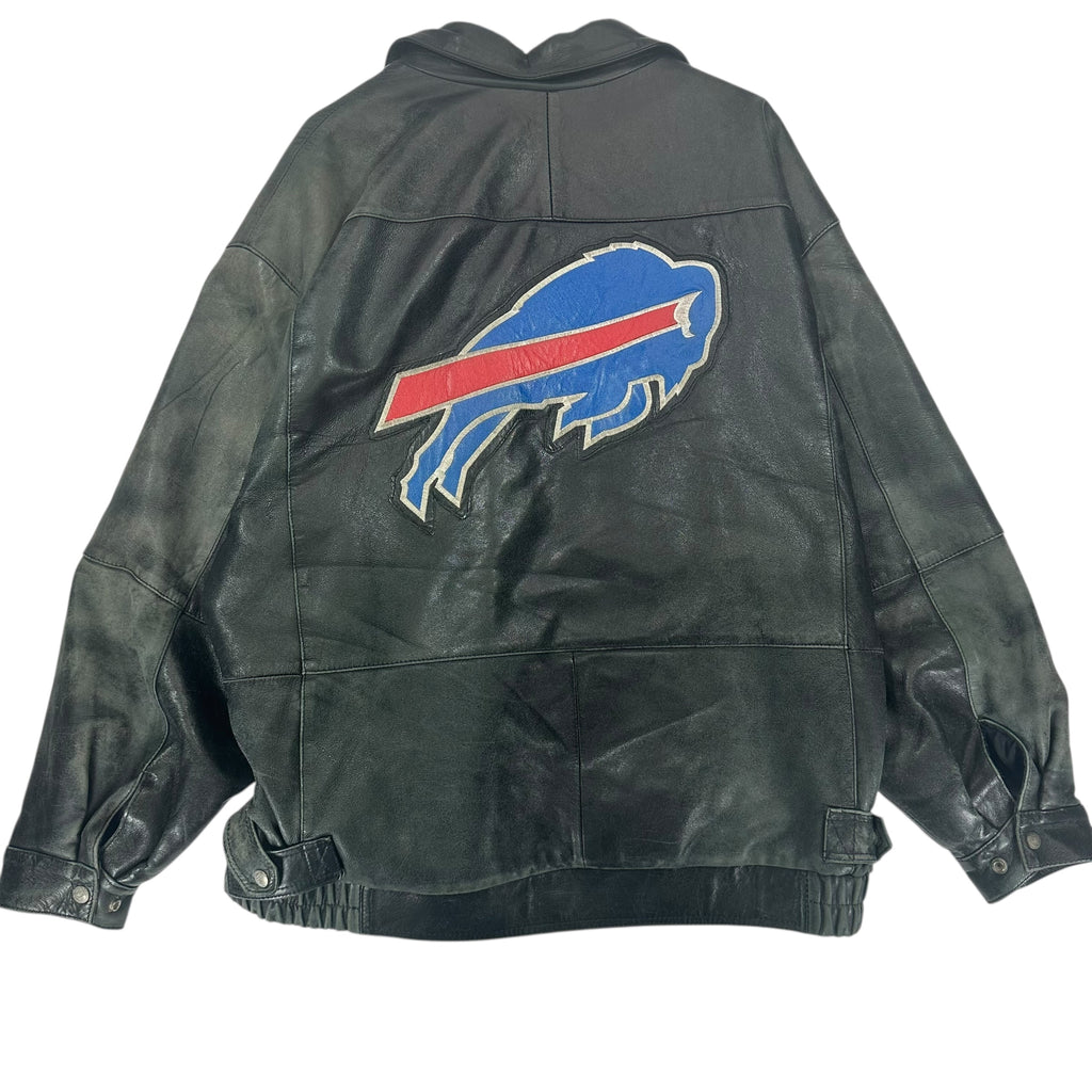 Vintage Buffalo Bills Jeff Hamilton Lamb Leather Bomber Jacket XL