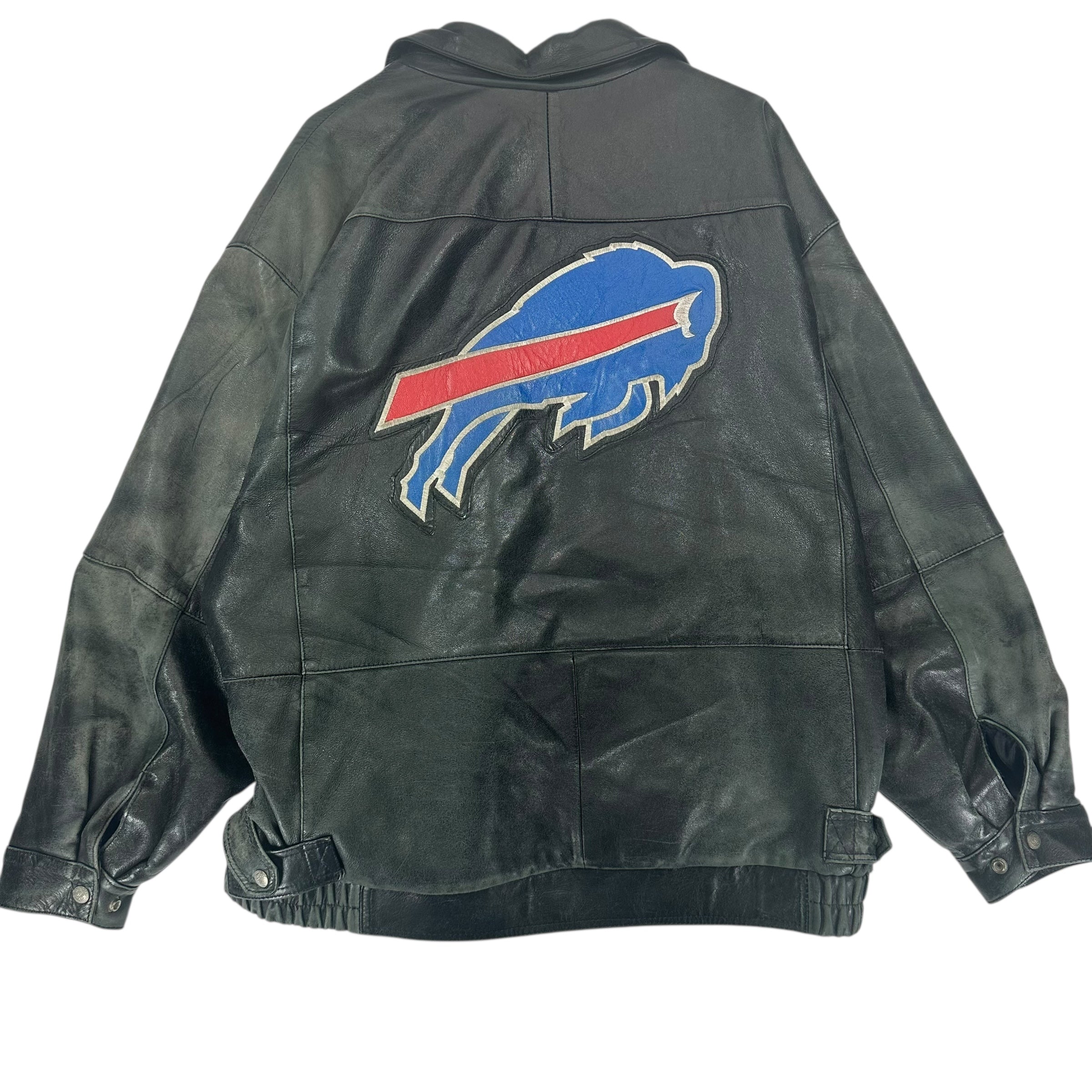 Vintage Buffalo Bills Jeff Hamilton Lamb Leather Bomber Jacket XL