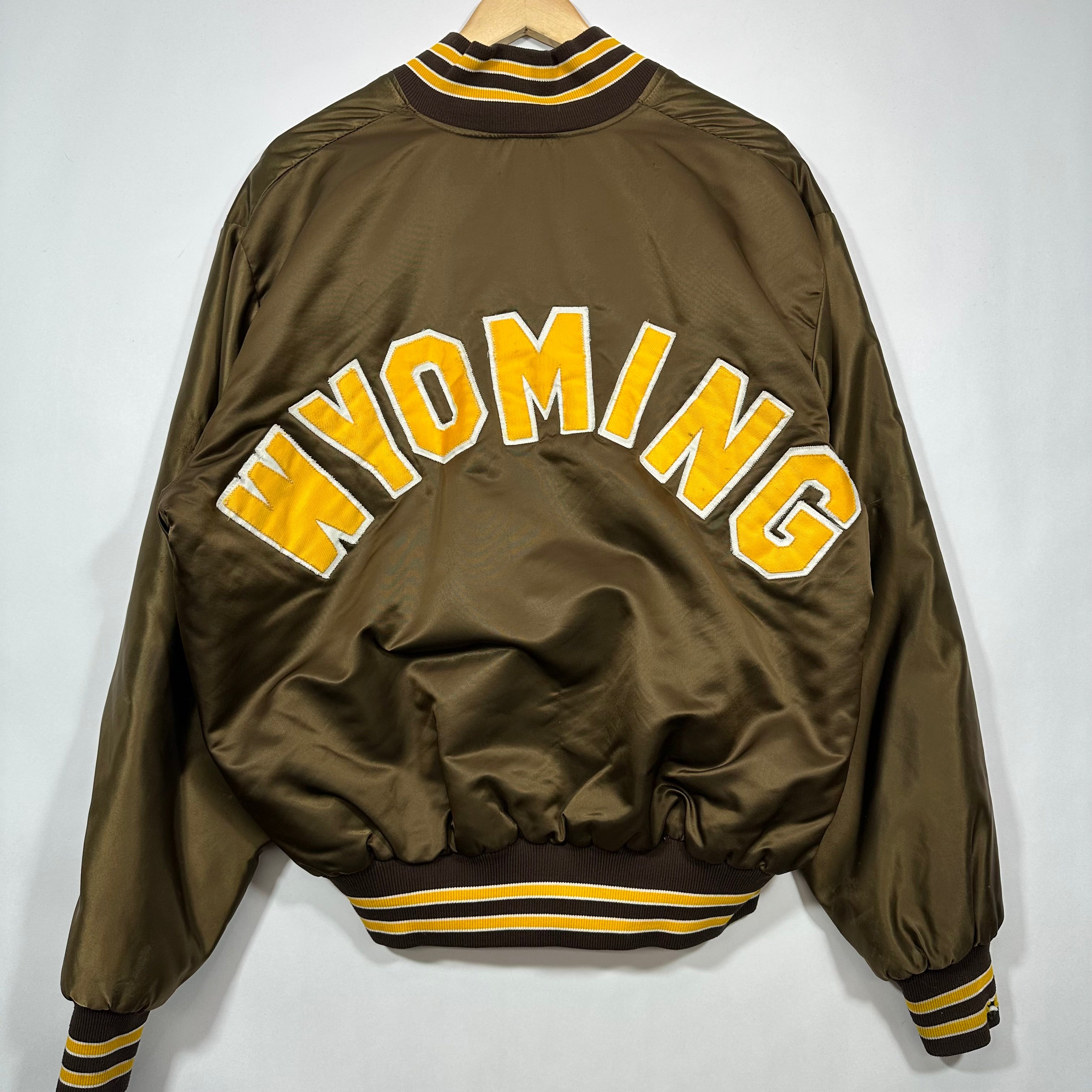 Vintage Wyoming Cowboys Buffalo Bills Satin Bomber Jacket XL