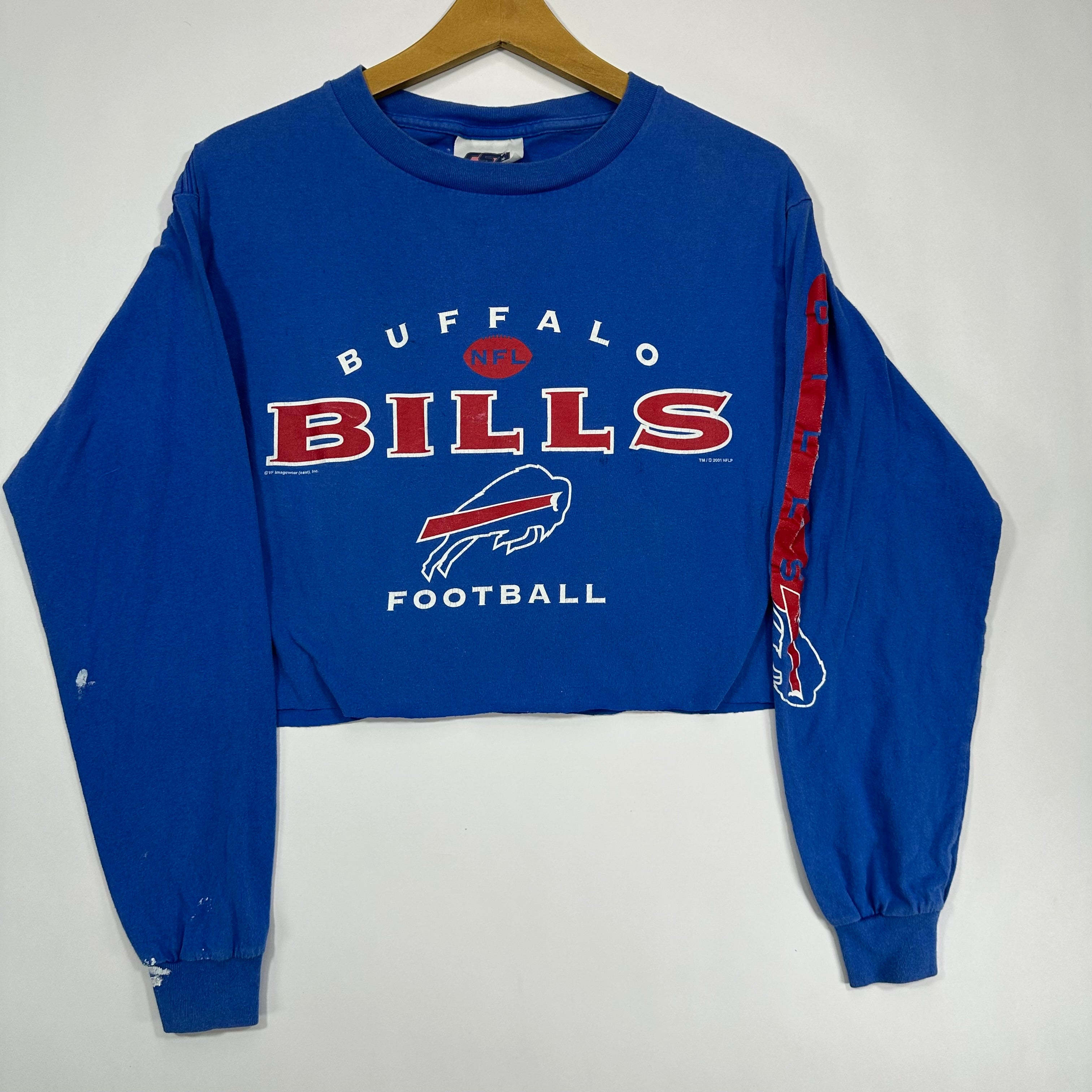 Vintage Buffalo Bills Cropped Long Sleeve Shirt Medium