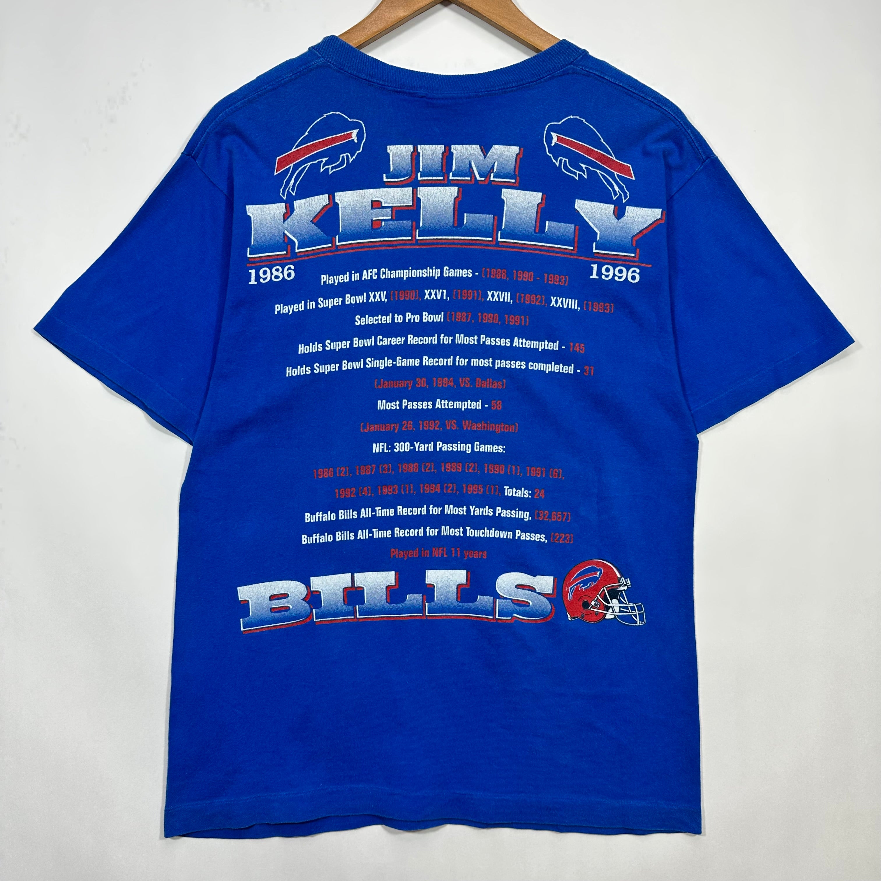 Vintage Buffalo Bills Jim Kelly Double Sided Retirement Shirt Medium