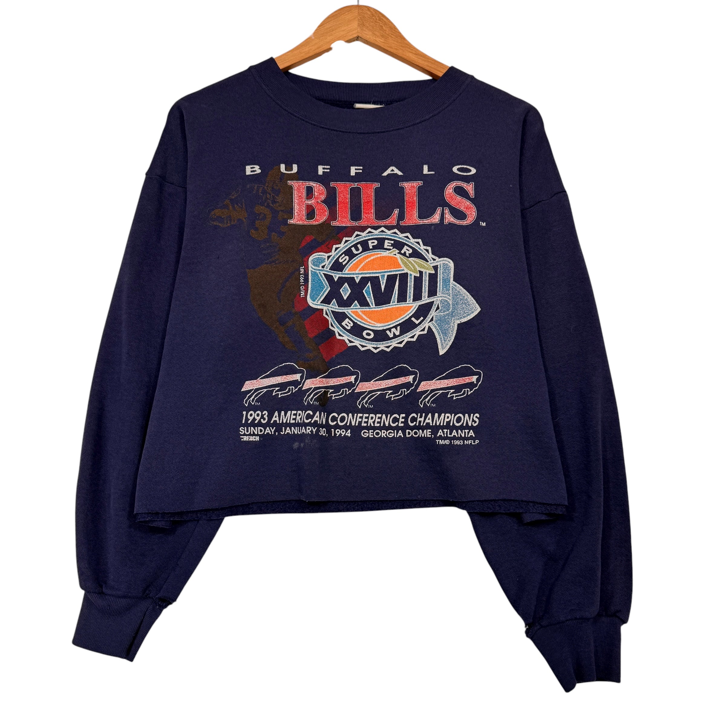 Vintage Buffalo Bills 1993 AFC Champions Cropped Crewneck Sweatshirt Large