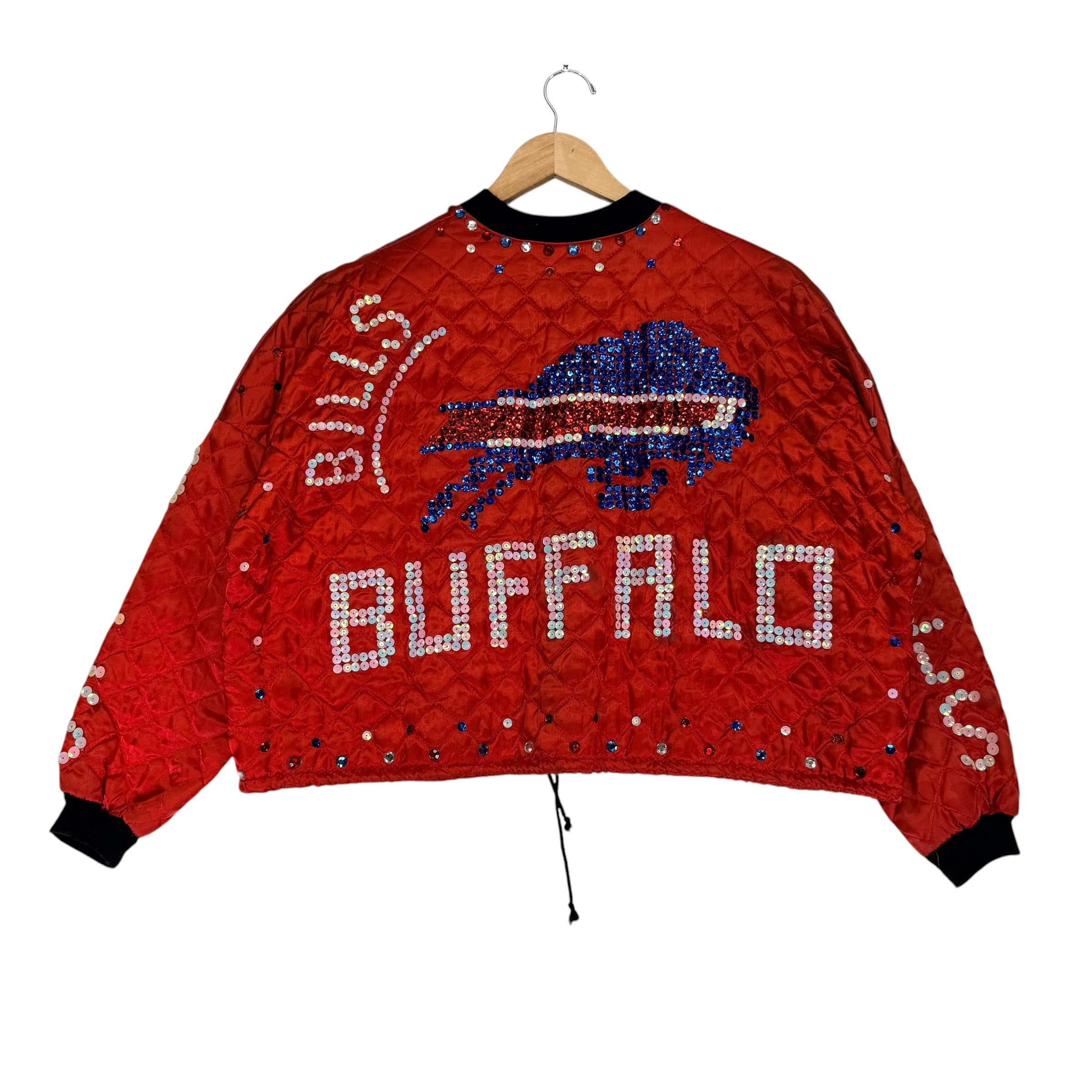 Vintage Buffalo Bills Custom Bedazzled Crop Quilt Liner Jacket Medium