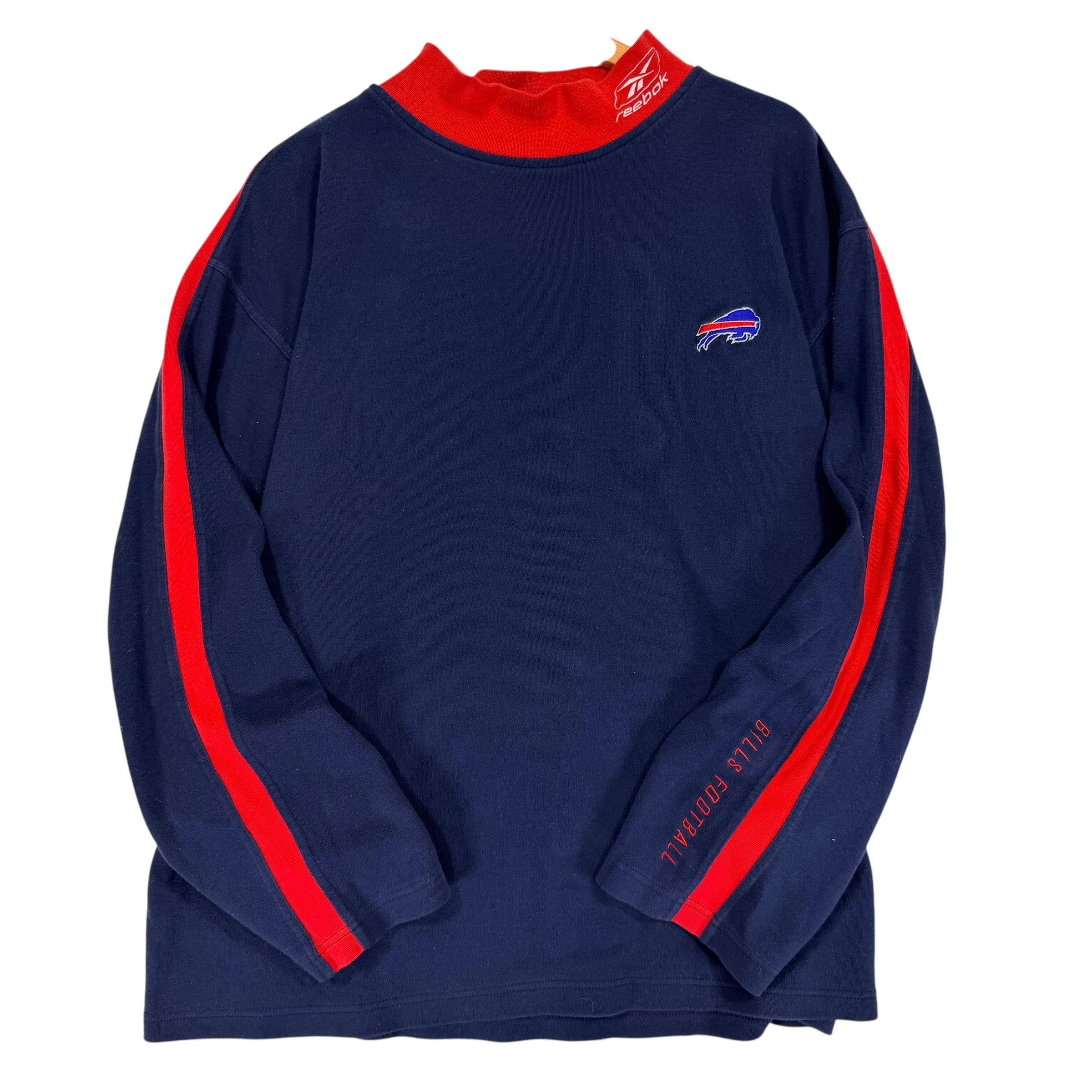 Vintage Buffalo Bills Mock Neck Long Sleeve Shirt Large