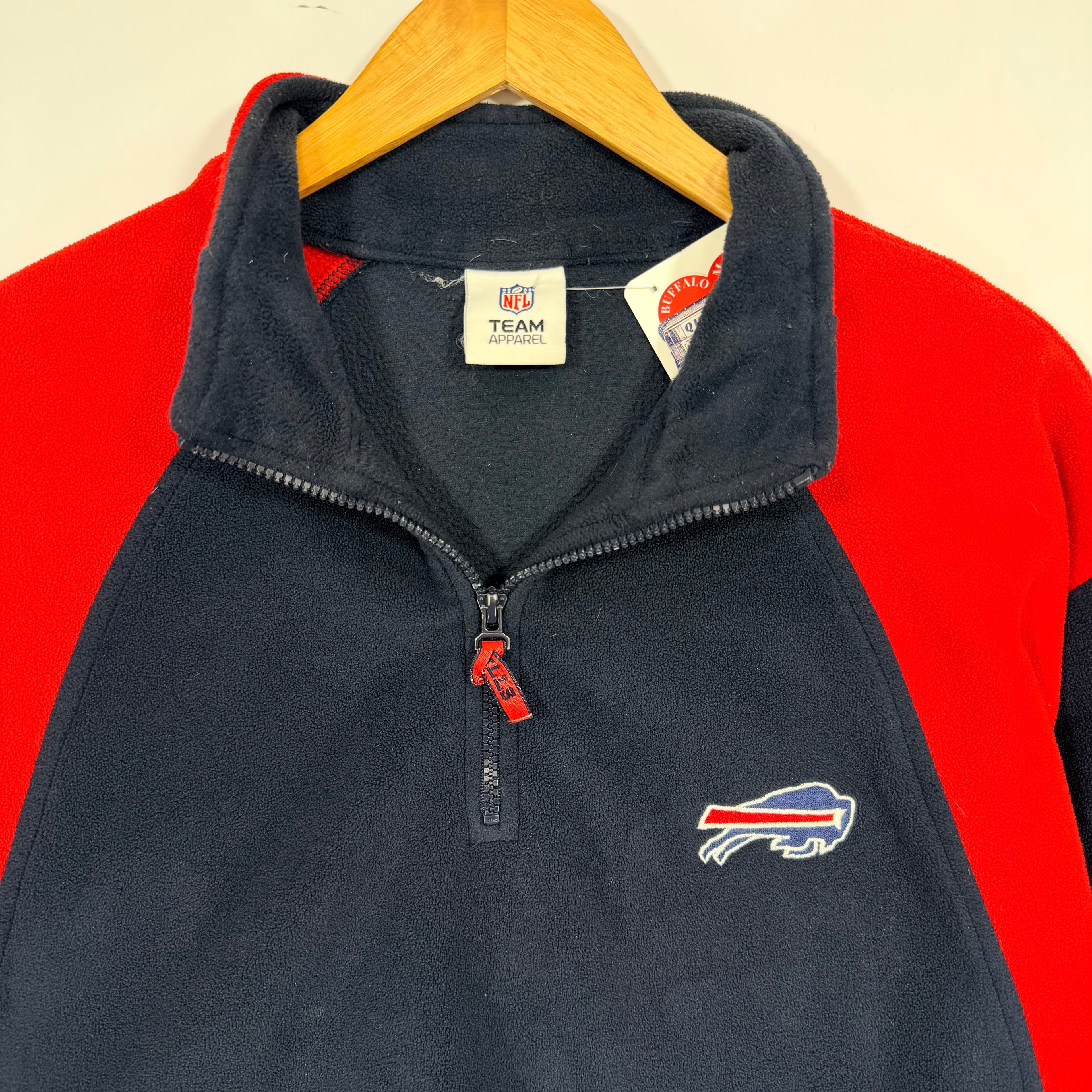 Vintage Buffalo Bills 1/4 Zip Fleece Sweatshirt Large