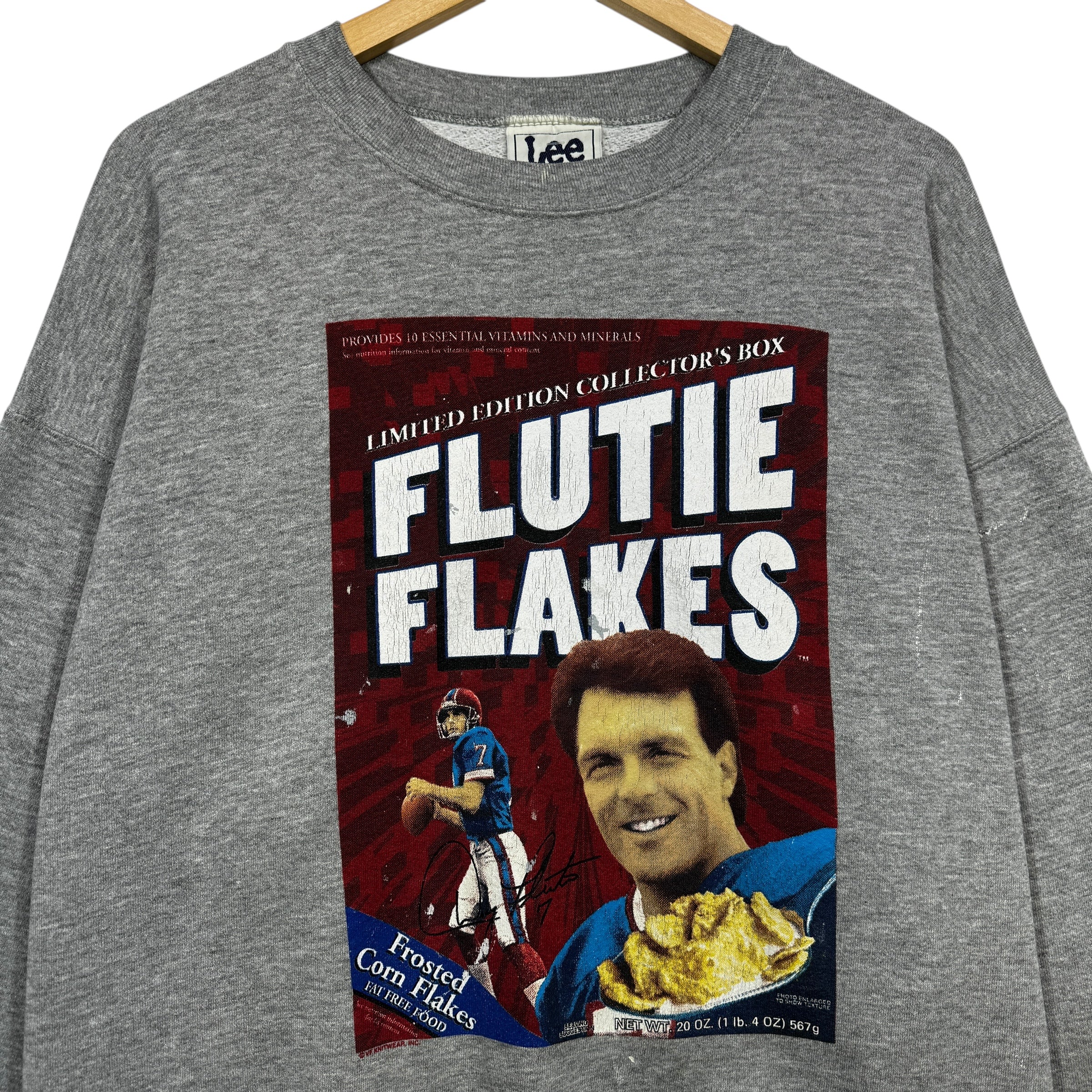 Vintage Buffalo Bills Paint Splatter Flutie Flakes Crewneck Sweatshirt XXL