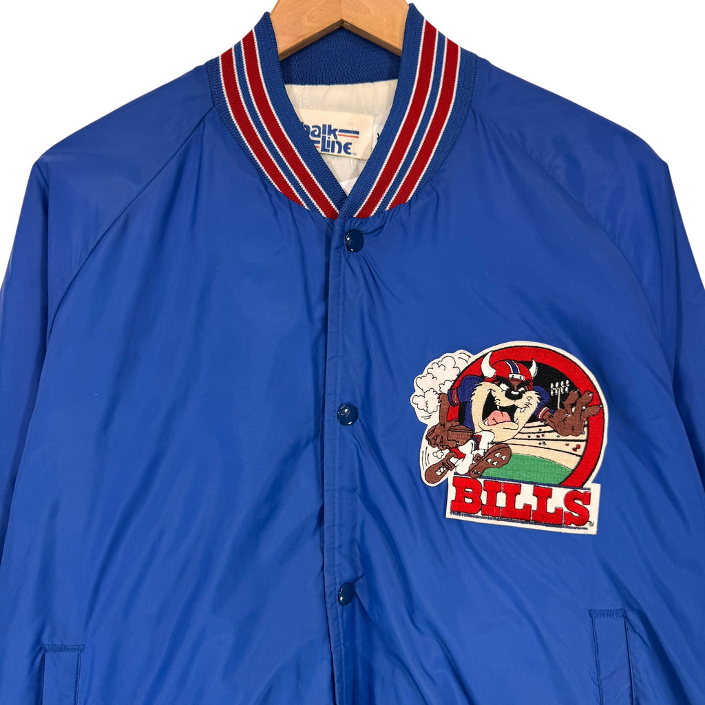Vintage Buffalo Bills Chalk Line Taz Looney Tunes Cartoon Satin Jacket XL