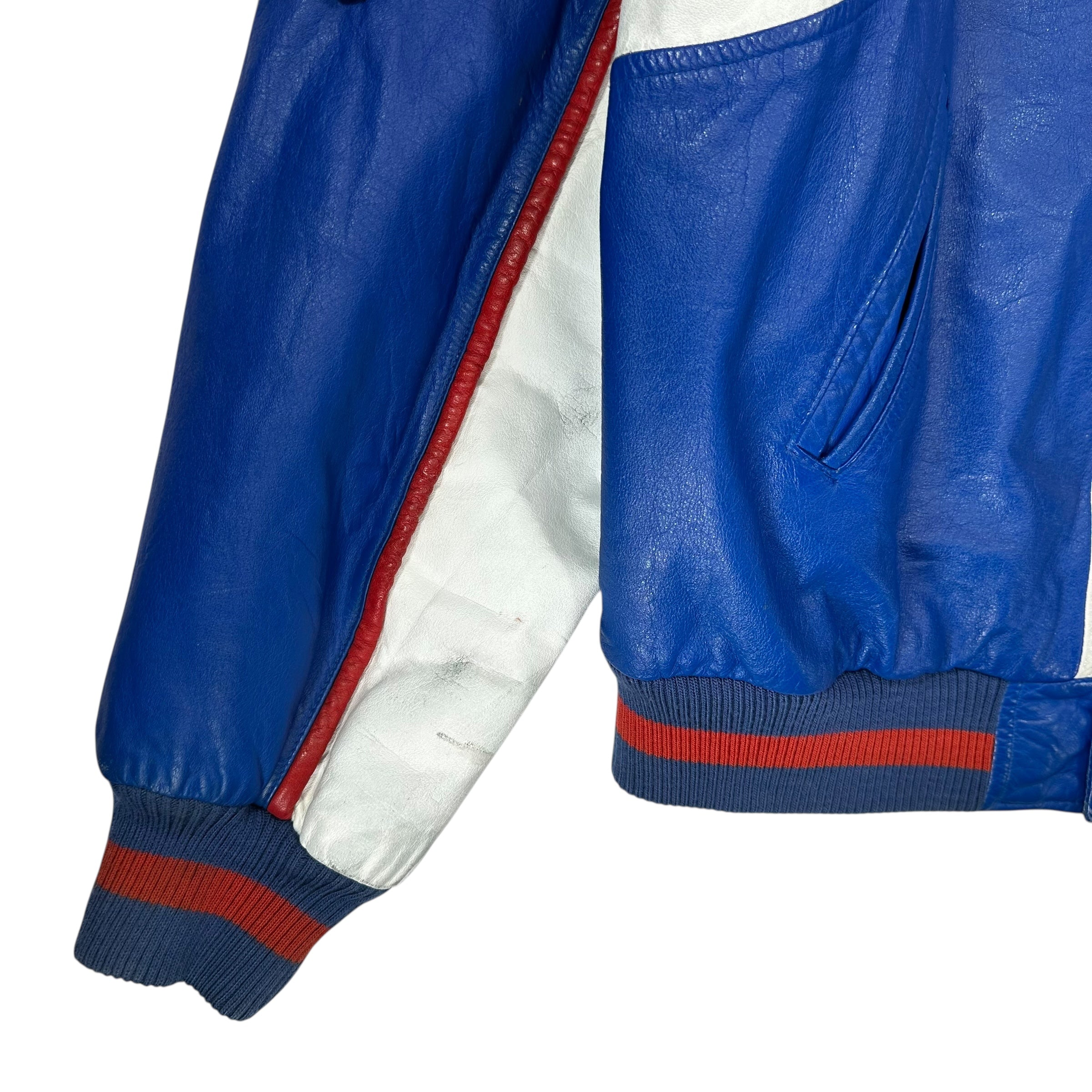 Vintage Buffalo Bills Leather Bomber Jacket Size XL Tall